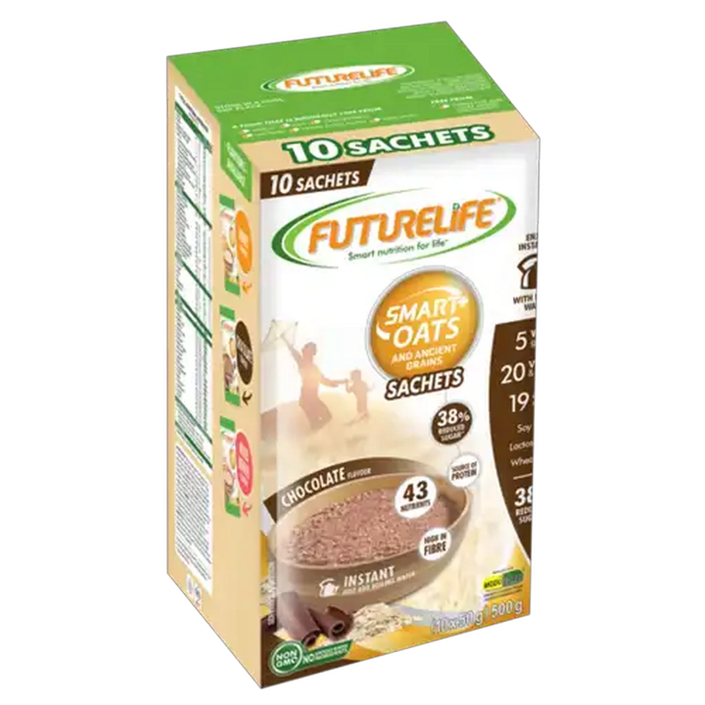 Image of FUTURELIFE Smart Oats & Ancient Grains Chocolate Flavoured Instant Oats Sachets 10 x 50g
