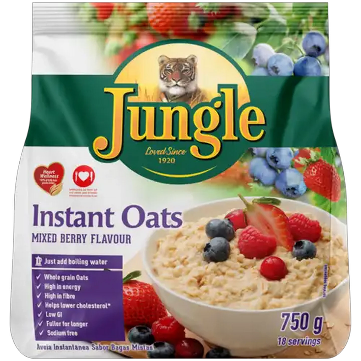 Image of Jungle Oats Instant Mixed Berry Flavoured Porridge 750g