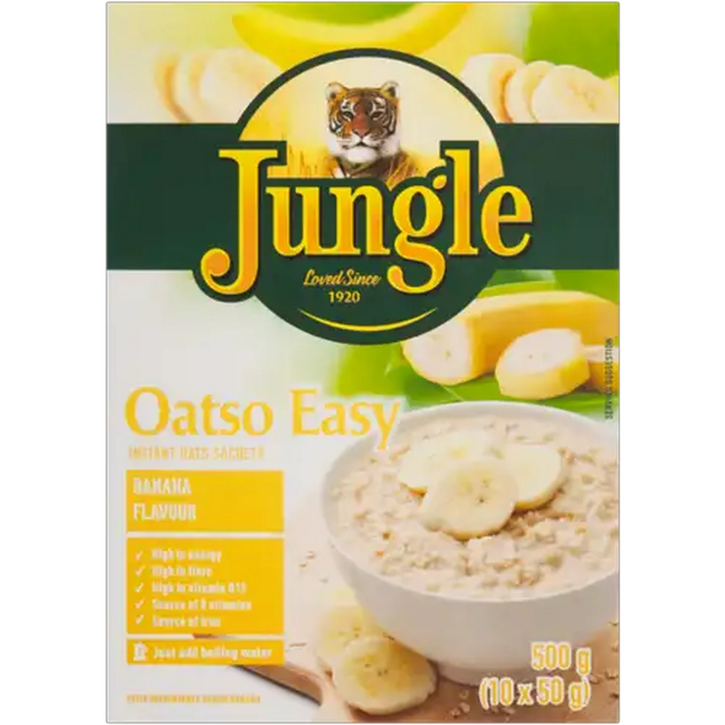 Image of Jungle Oatso Easy Banana Flavoured Instant Oats Sachets 10 x 50g