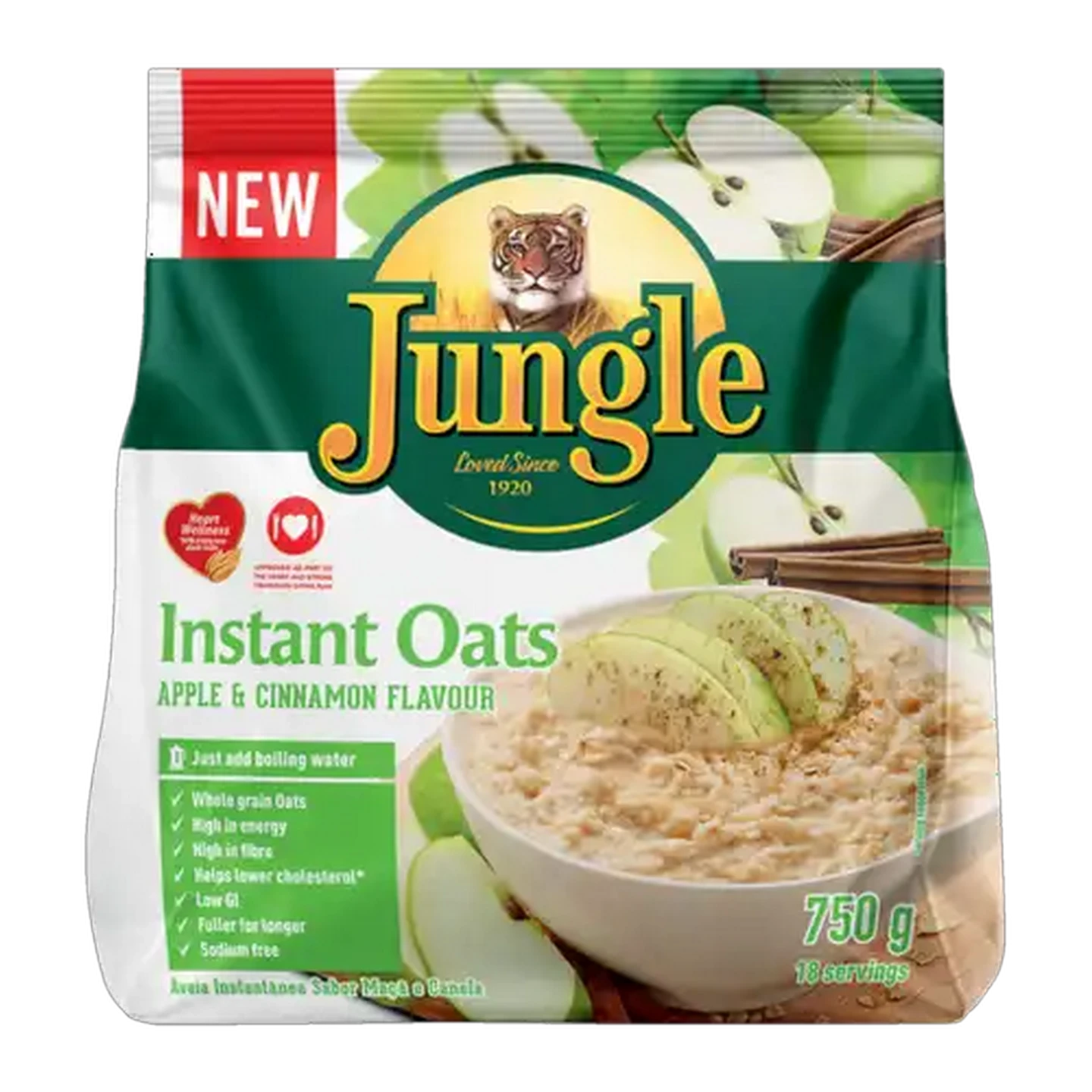 Image of Jungle Apple & Cinnamon Flavoured Instant Oats 750g