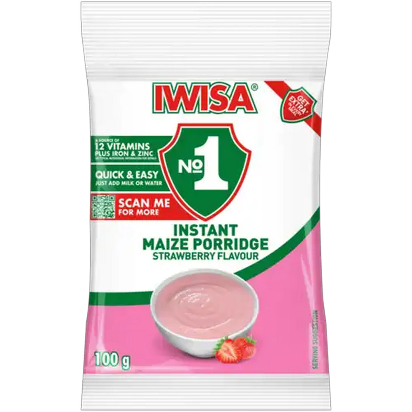 Image of Iwisa No.1 Strawberry Flavour Instant Maize Porridge 100g