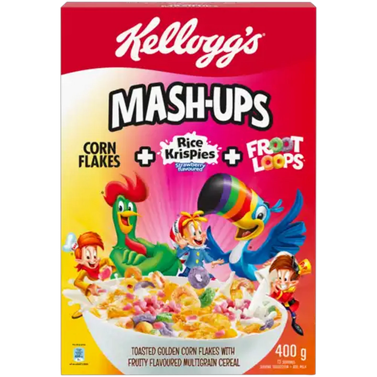 Image of Kellogg's Mash-Ups Toasted Golden Corn Flakes with Fruity Flavoured Multigrain Cereal 400g
