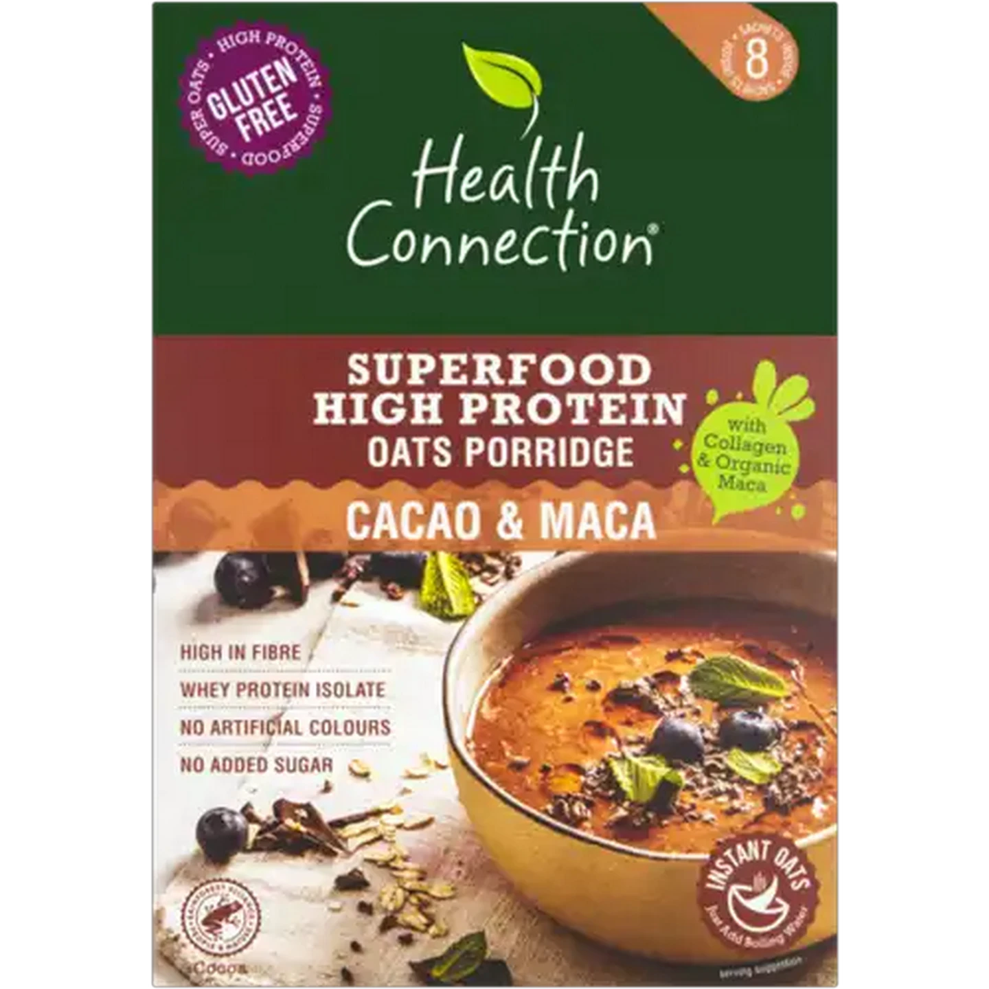 Image of Health Connection Wholefoods Cacao & Maca Superfood High Protein Oats Porridge 8 x 50g