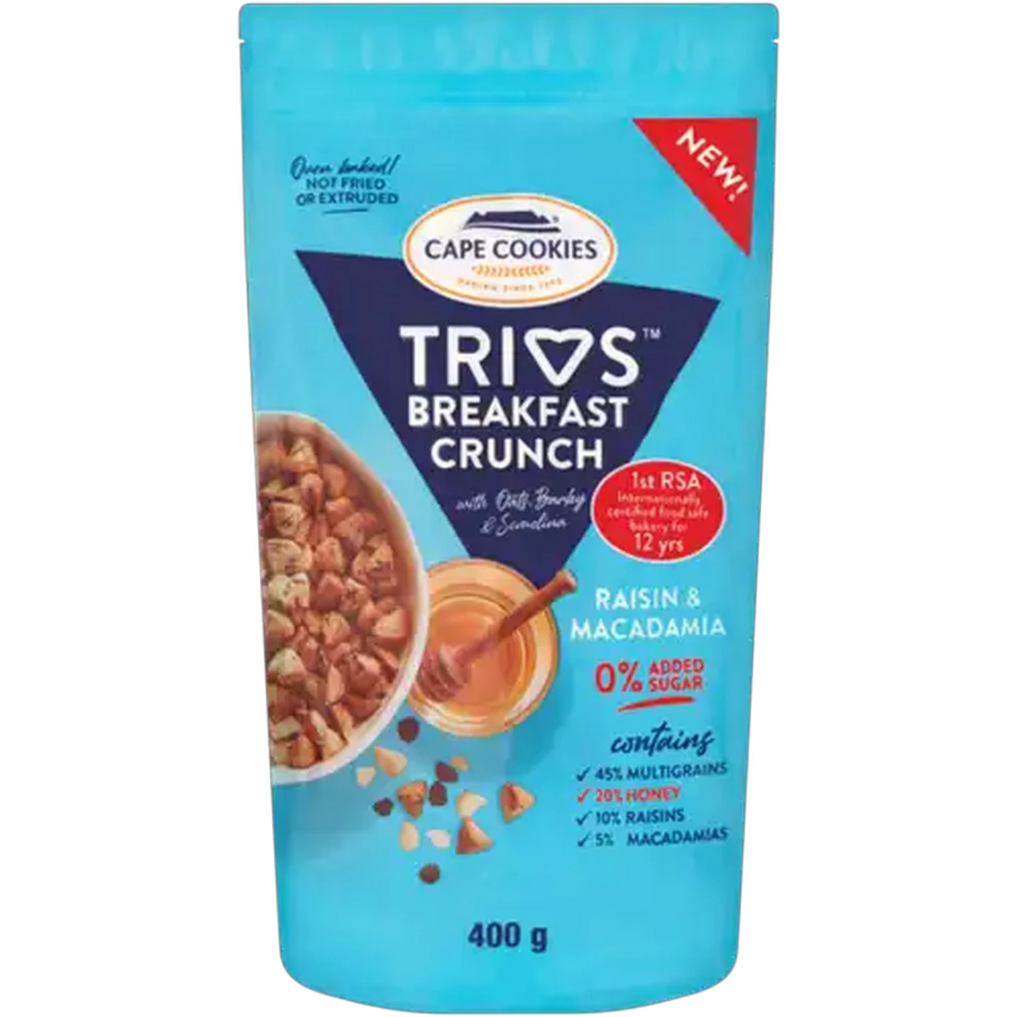 Image of Cape Cookies Trios Raisin & Macadamia Breakfast Crunch 400g