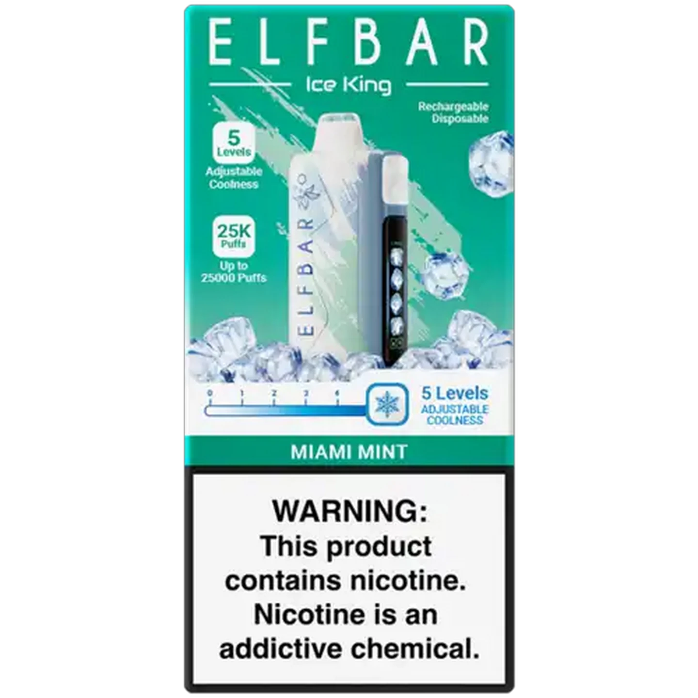 Image of ELFBAR Miami Mint 5% Rechargeable Disposable Vape (Non-Refundable. Non-Returnable.)
