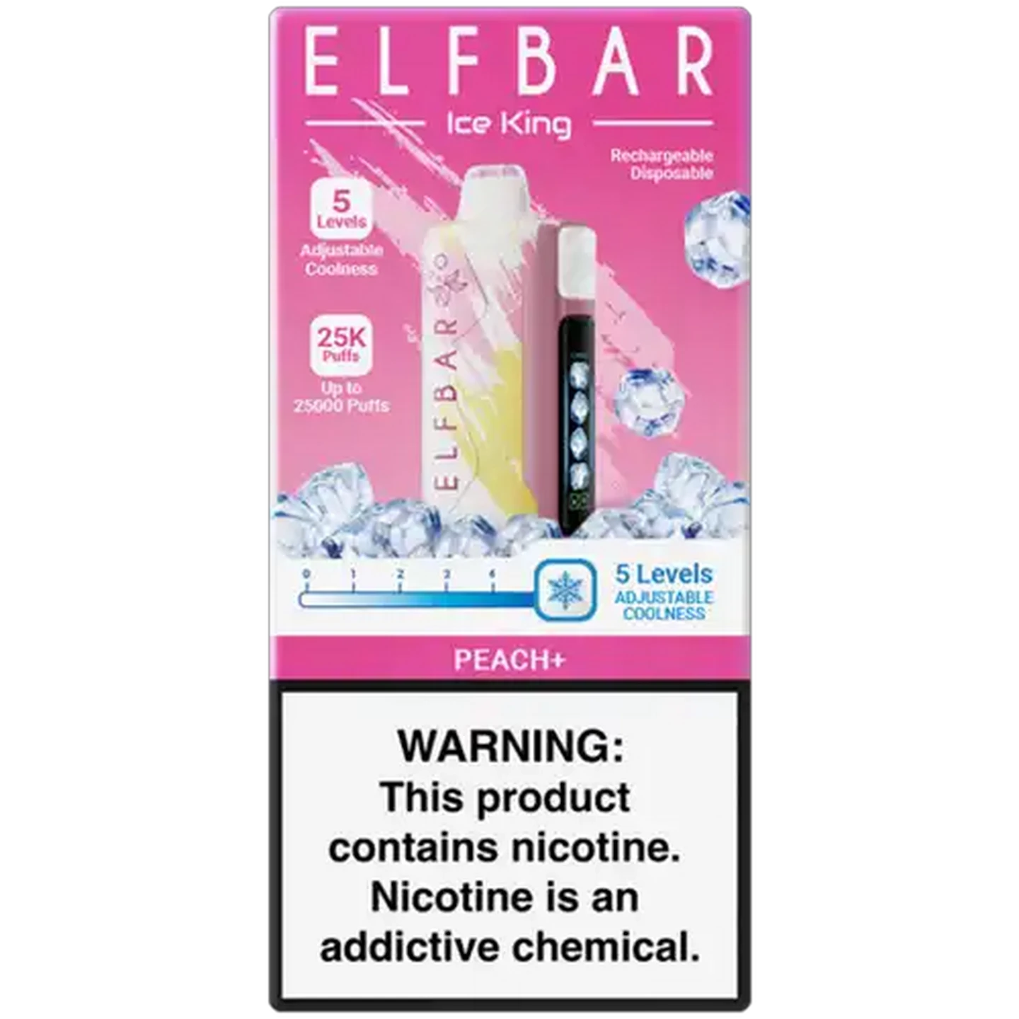 Image of ELFBAR Ice King Peach+ 5% Rechargeable Disposable Vape (Non-Refundable. Non-Returnable.)