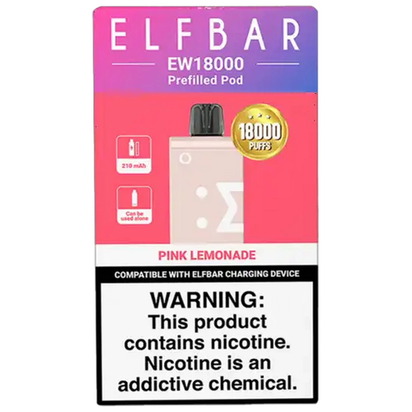 Image of ELFBAR EW18000 Pink  Lemonade 5% Disposable Prefilled Pod 17ml (Non-Refundable. Non-Returnable.)