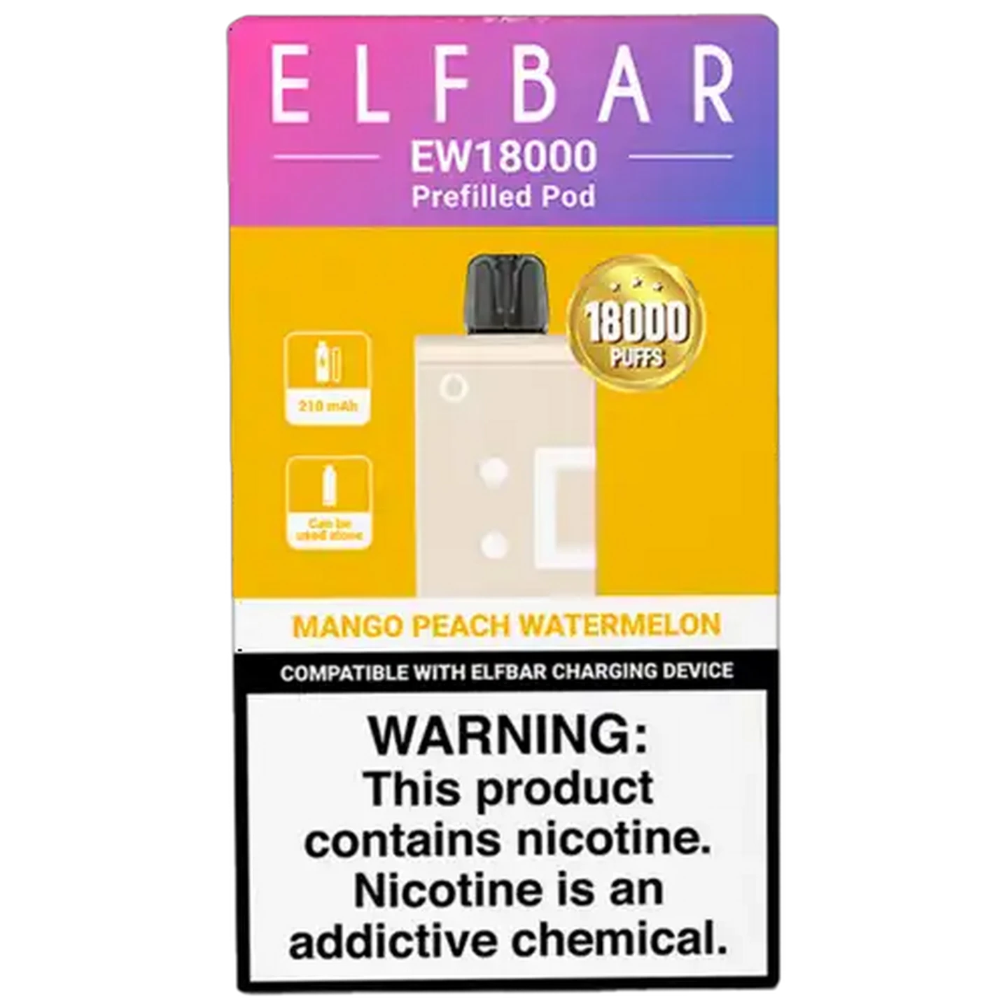 Image of ELFBAR EW 18000 Mango Peach Watermelon 5% Disposable Prefilled Pod 17ml (Non-Refundable. Non-Returnable.)
