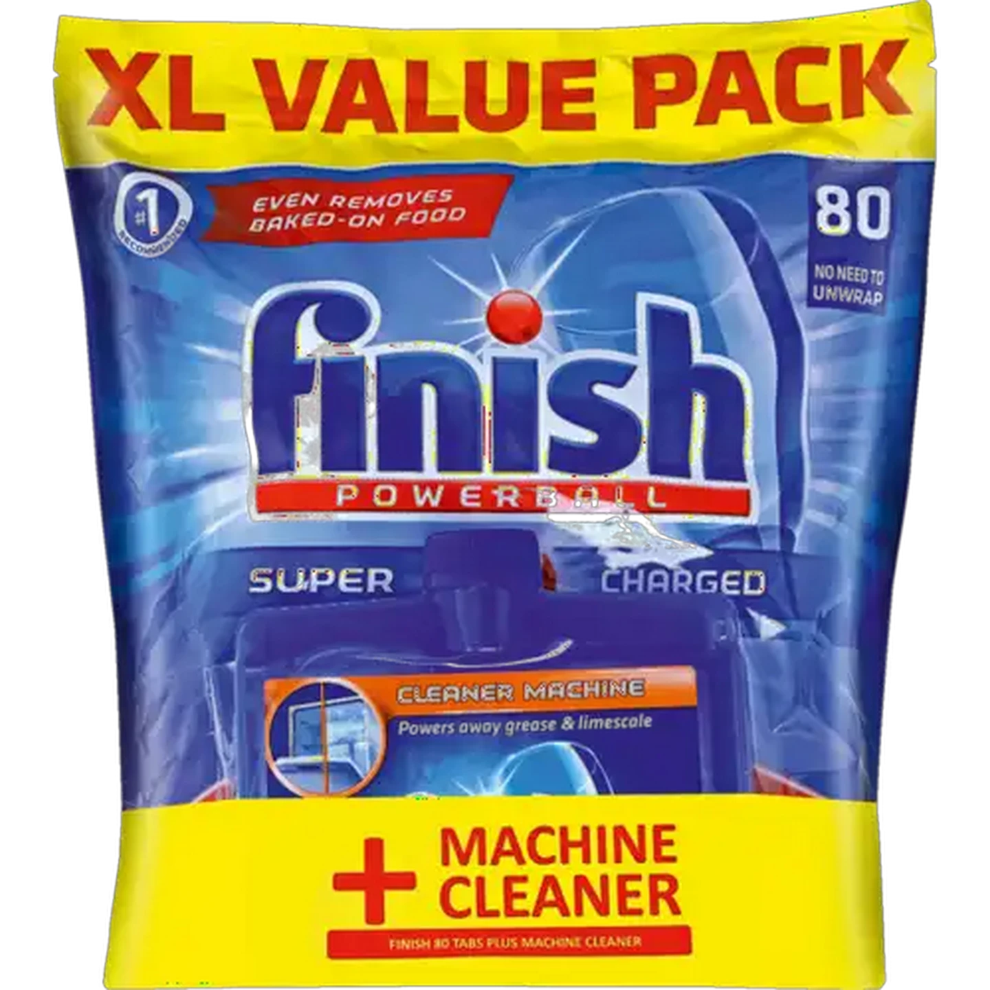 Image of Finish Powerball Super Charged All-In-1 Max Dishwasher Tablets & Machine Cleaner 80 Pack