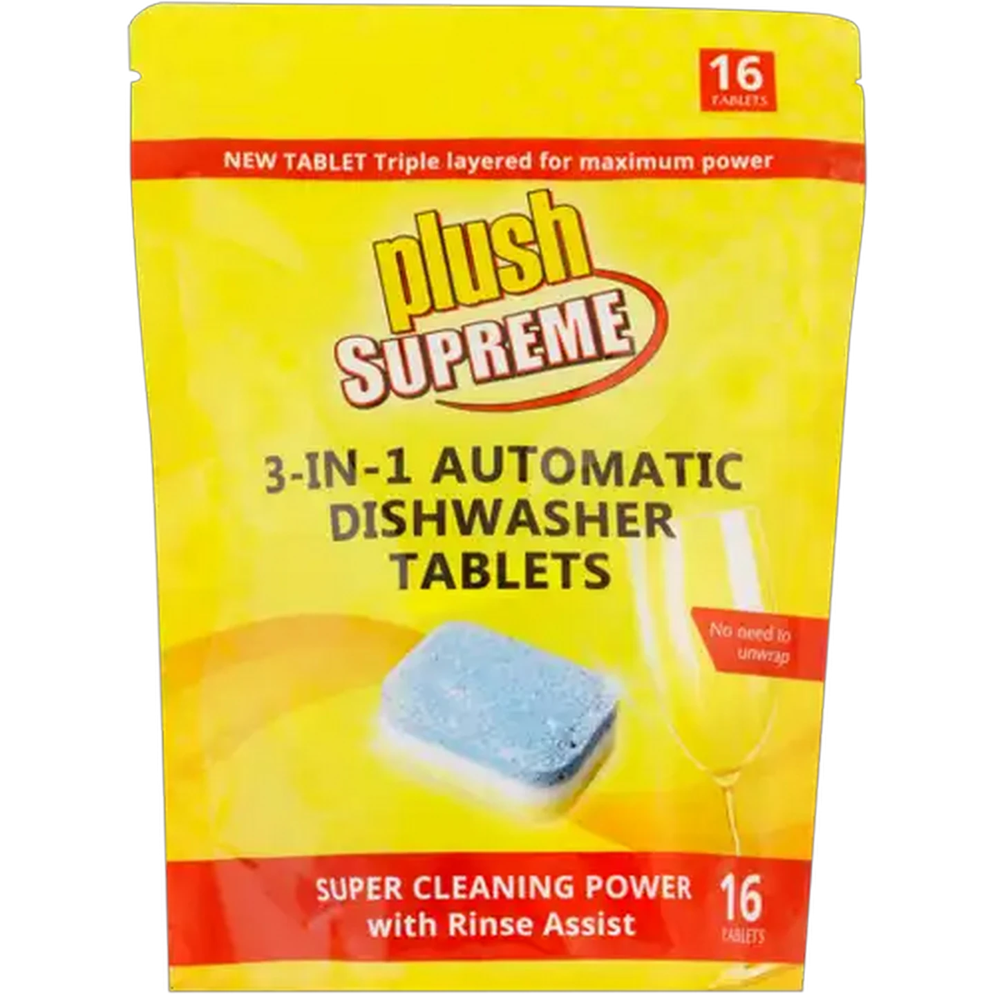 Image of Plush 3-in-1 Automatic Dishwasher Tablets 16 Pack