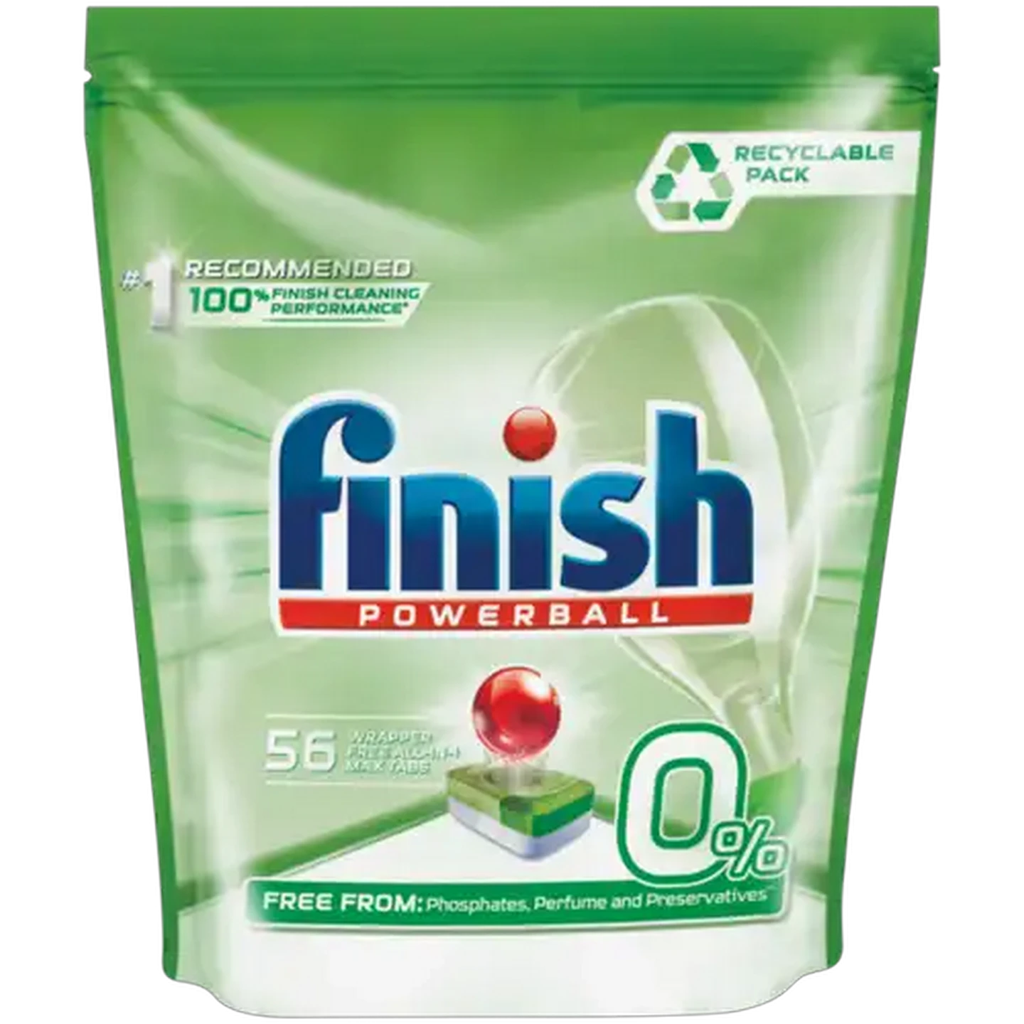 Image of Finish Powerball All-In-One Wrapper Free Auto Dishwashing Max Tabs 56 Pack