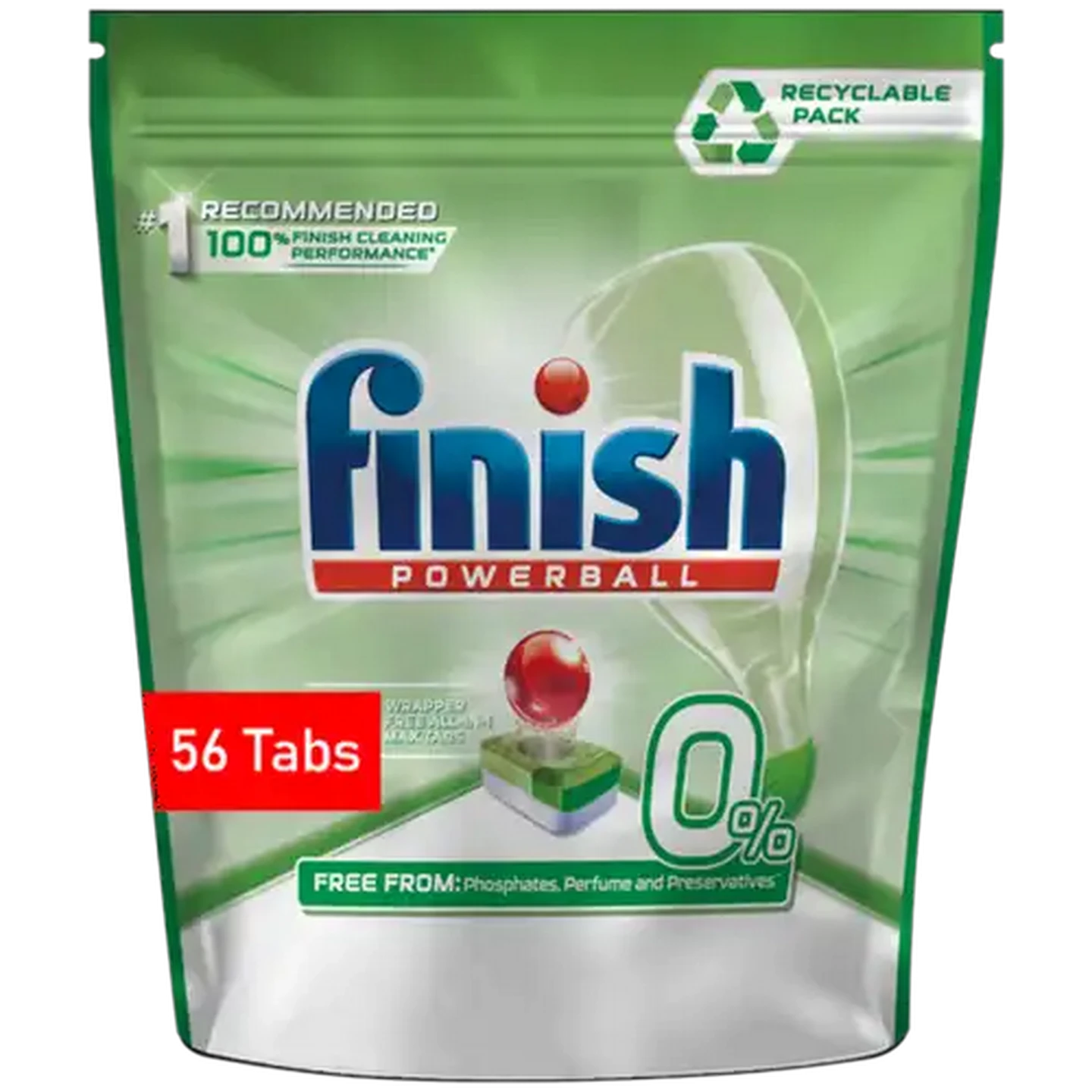 Image of Finish Powerball All-In-One Wrapper Free Auto Dishwashing Max Tabs 56 Pack
