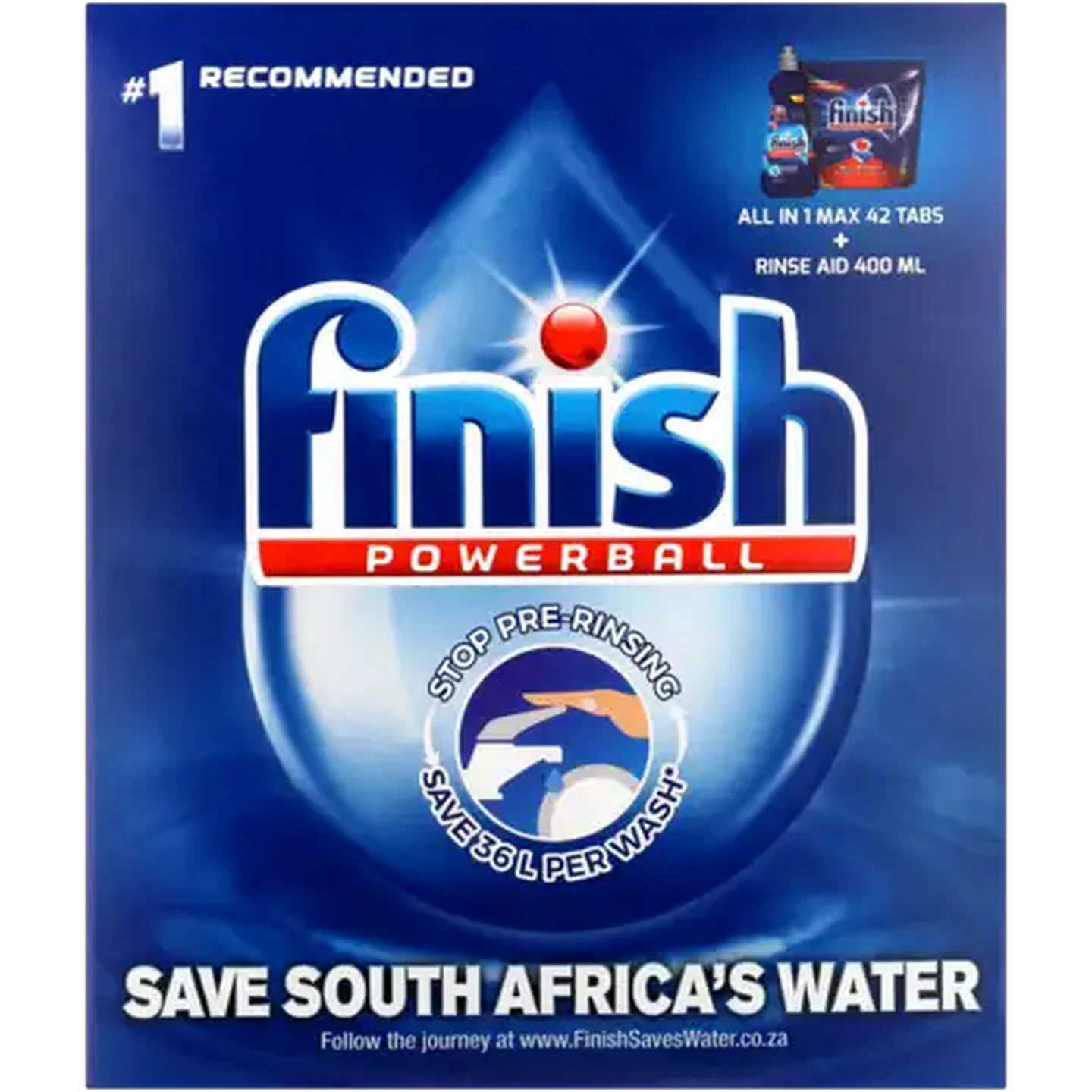 Image of Finish Powerball Dishwashing Tablets & Rinse Aid 42 Pack 400ml