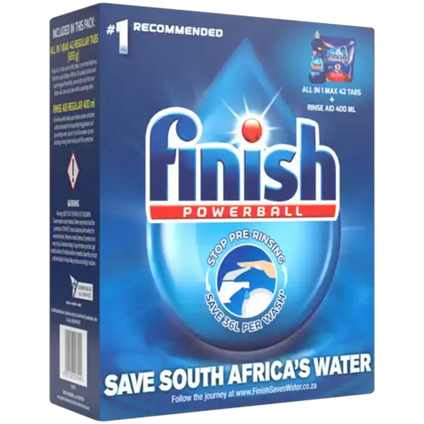 Image of Finish Powerball Dishwashing Tablets & Rinse Aid 42 Pack 400ml