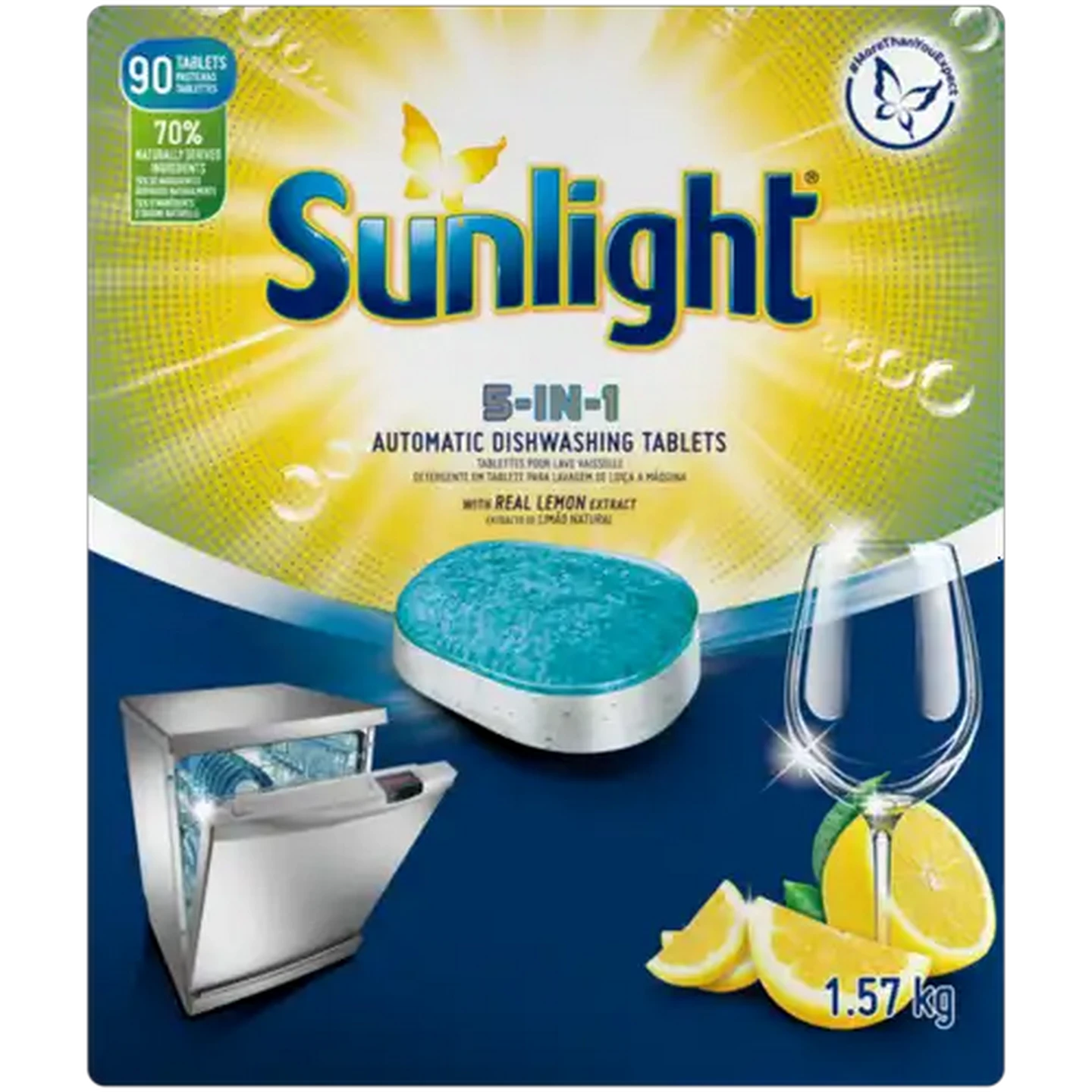 Image of Sunlight 5-in-1 Automatic Dishwashing Tablets 90 Pack