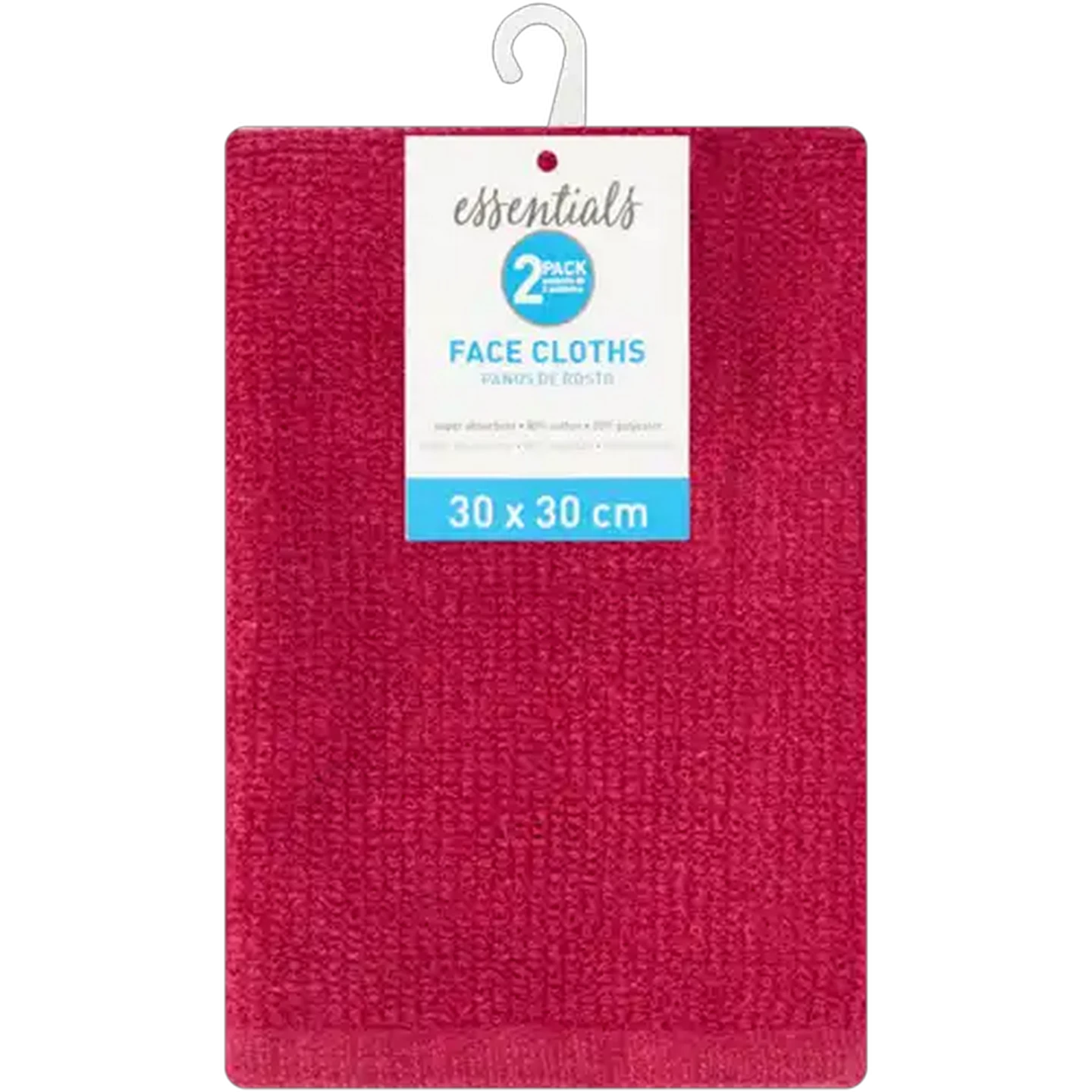 Image of Essentials Face Cloth 2 Pack (Colour May Vary)