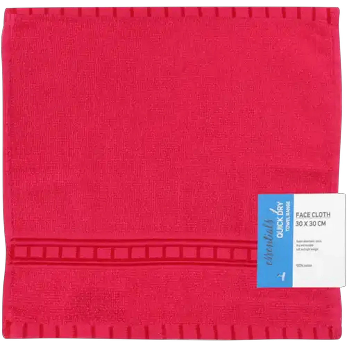 Image of Essentials Quick Dry Cerise Face Cloth 300mm x 300mm