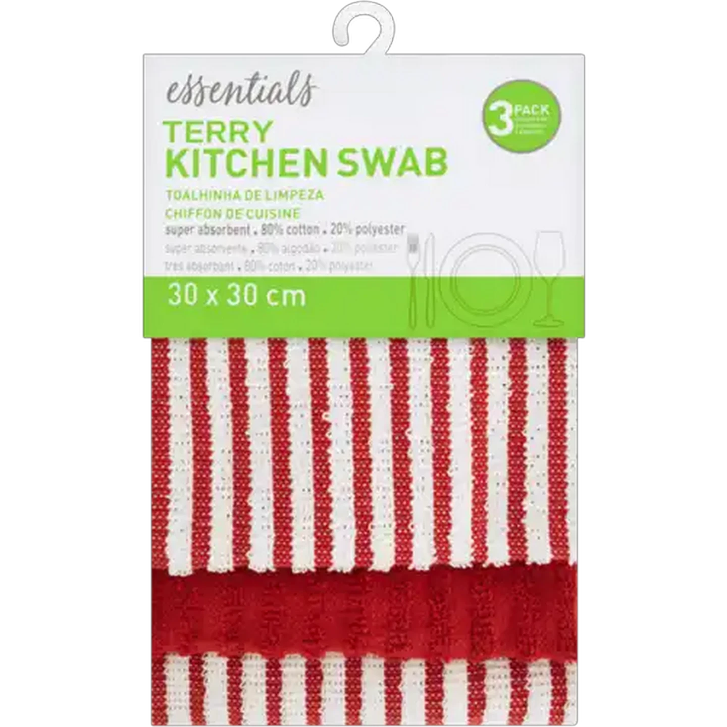 Image of Essentials Terry Kitchen Swab 3-Pack (Colour May Vary)