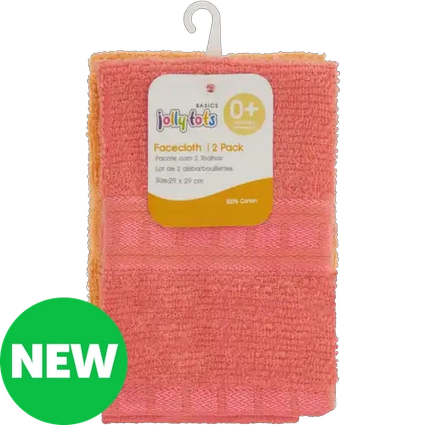 Image of Jolly Tots Basics Assorted Facecloth 2 Pack