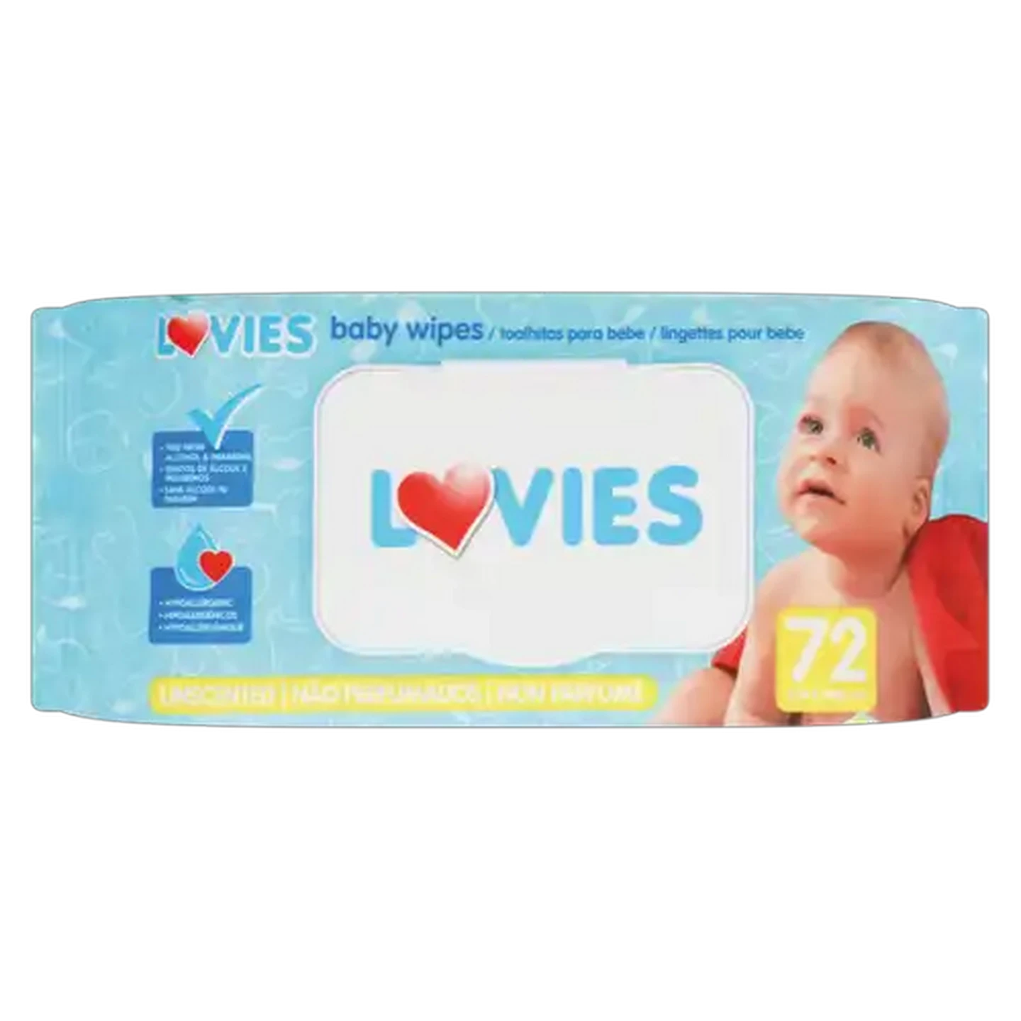 Image of Lovies Unscented Baby Wipes 72 Pack