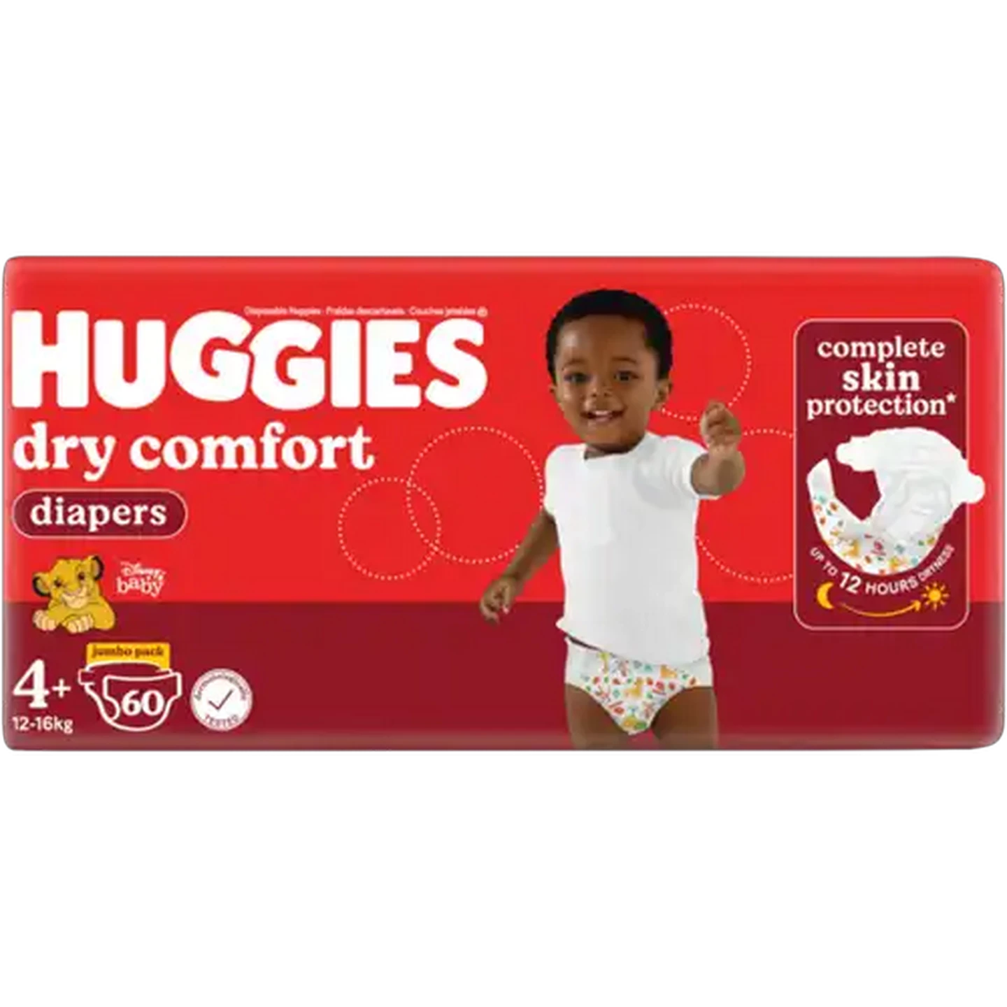 Image of Huggies Dry Comfort Size 4+ Disposable Nappies 60 Pack