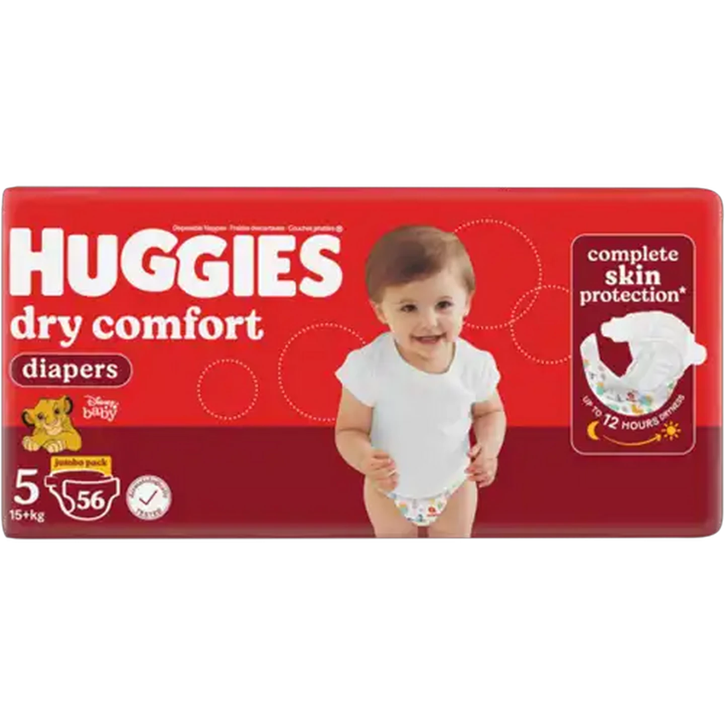 Image of Huggies Dry Comfort Size 5 Disposable Nappies 15+kg 56 Pack