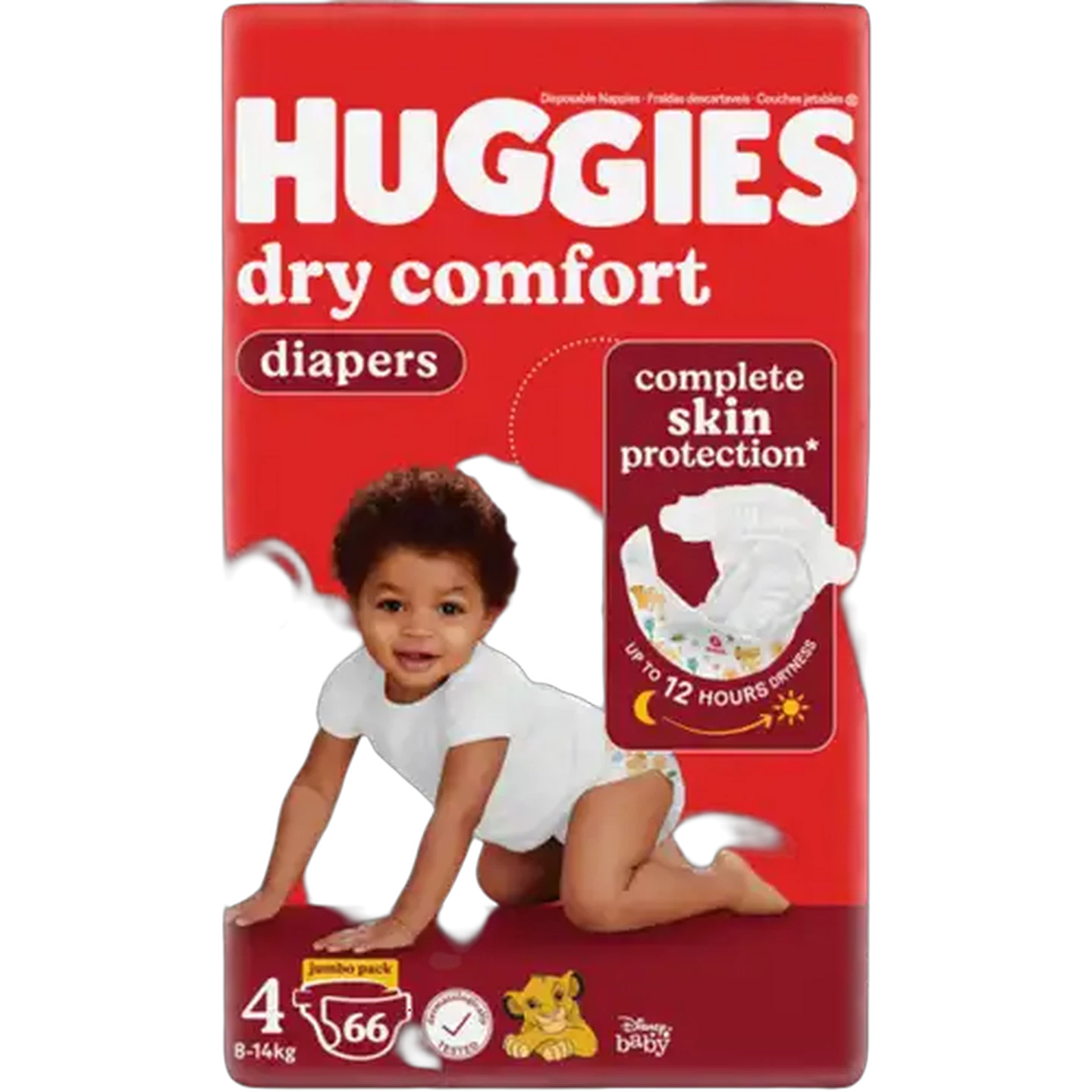Image of Huggies Dry Comfort Size 4 Disposable Nappies 66 Pack