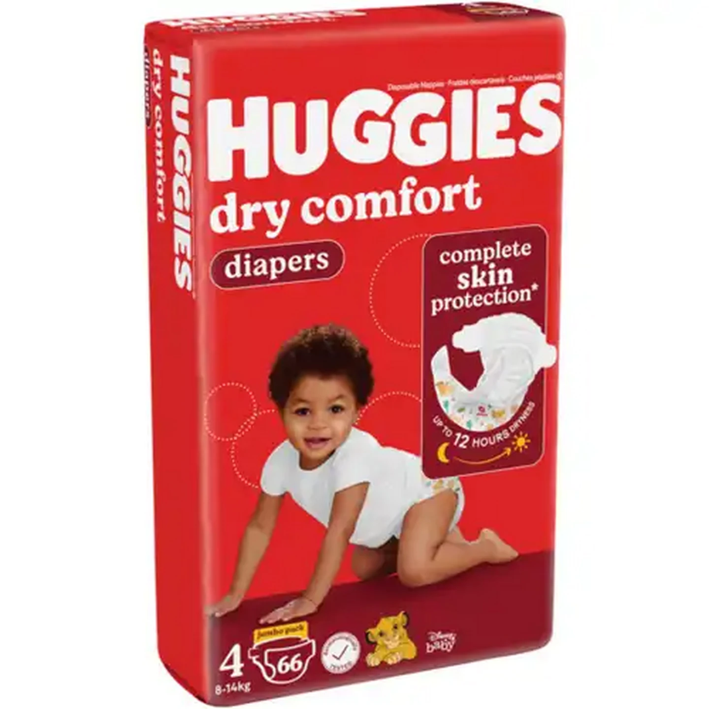 Image of Huggies Dry Comfort Size 4 Disposable Nappies 66 Pack