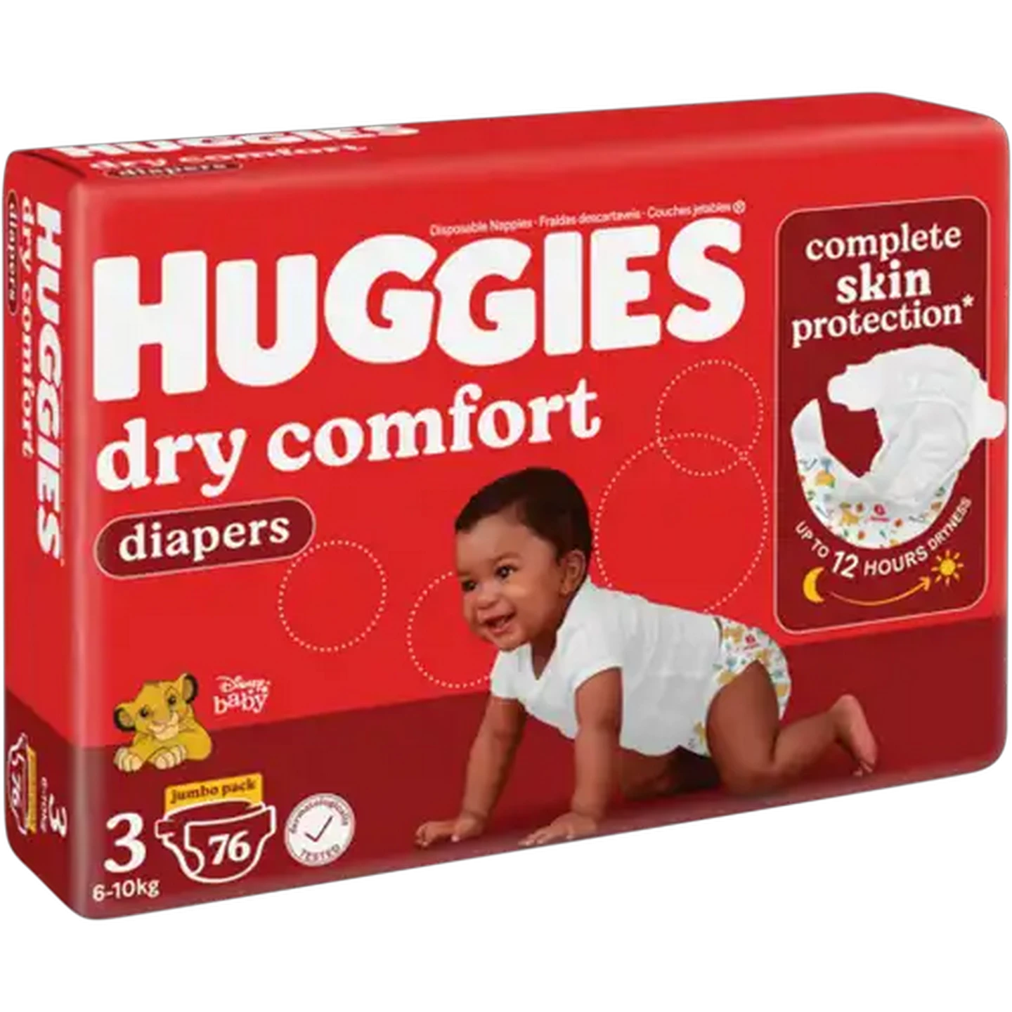 Image of Huggies Dry Comfort Size 3 Disposable Nappies 76 Pack