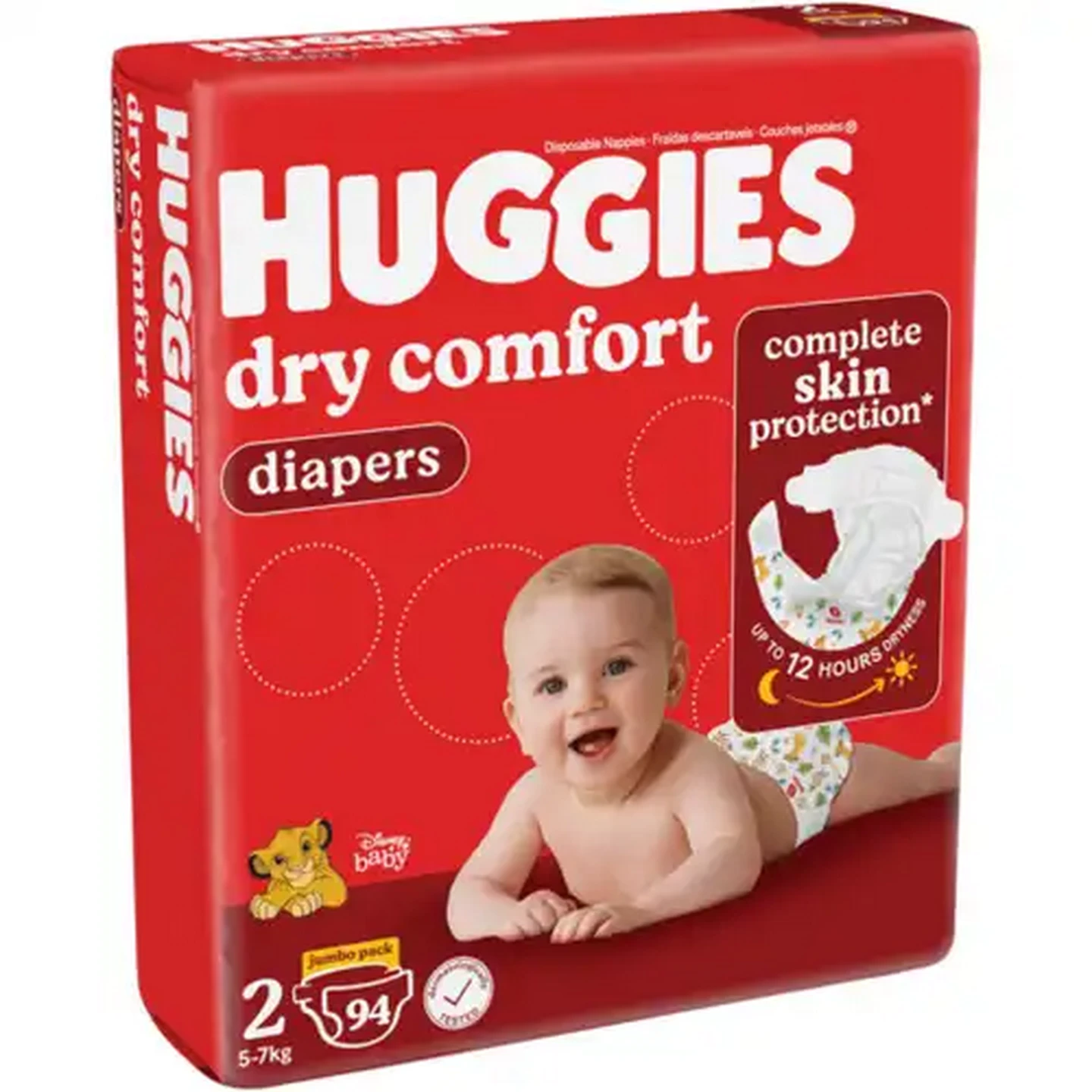 Image of Huggies Dry Comfort Size 2 Disposable Nappies 94 Pack