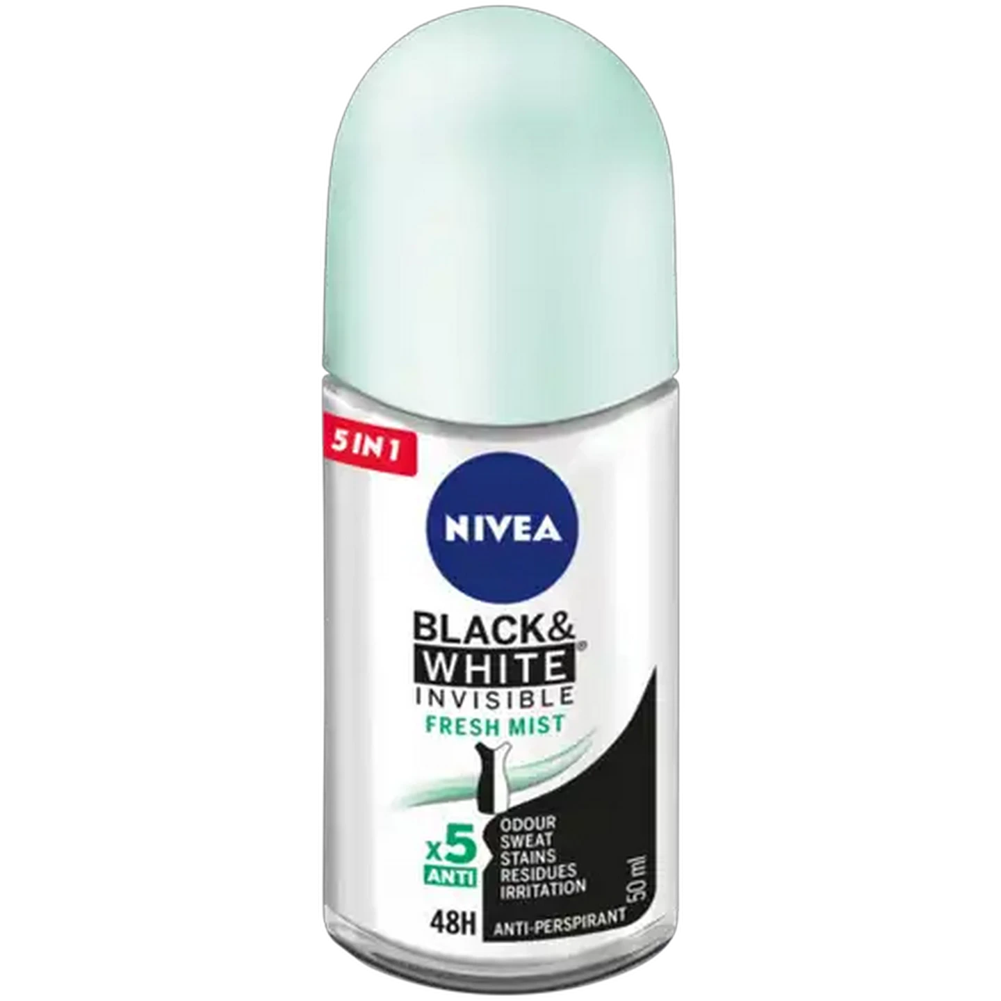 Image of NIVEA Black & White Invisible Fresh Mist Anti-Perspirant Roll-on 50ml