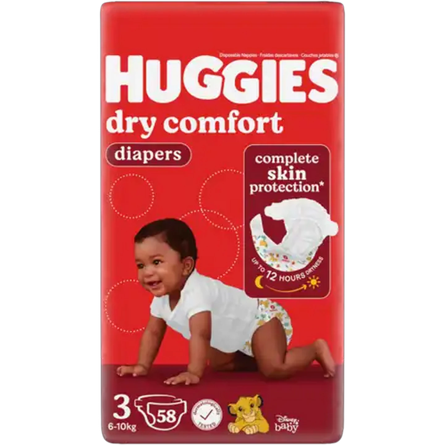 Image of Huggies Dry Comfort Size 3 Disposable Nappies 58 Pack