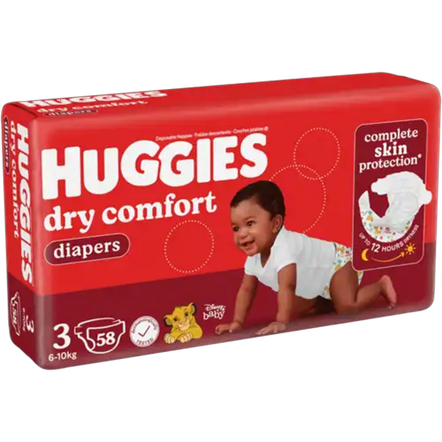 Image of Huggies Dry Comfort Size 3 Disposable Nappies 58 Pack