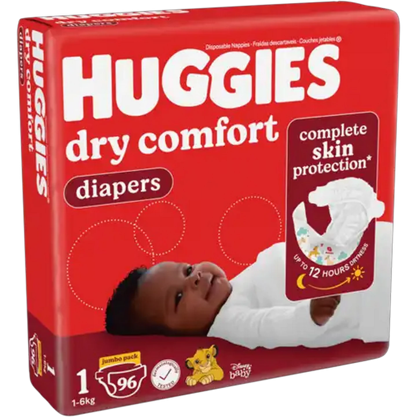 Image of Huggies Dry Comfort Size 1 Disposable Nappies 1-6kg 96 Pack