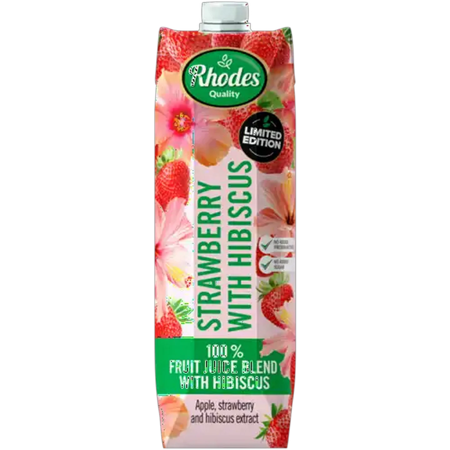 Image of Rhodes Quality Strawberry with Hibiscus Limited Edition 100% Fruit Juice Blend 1L