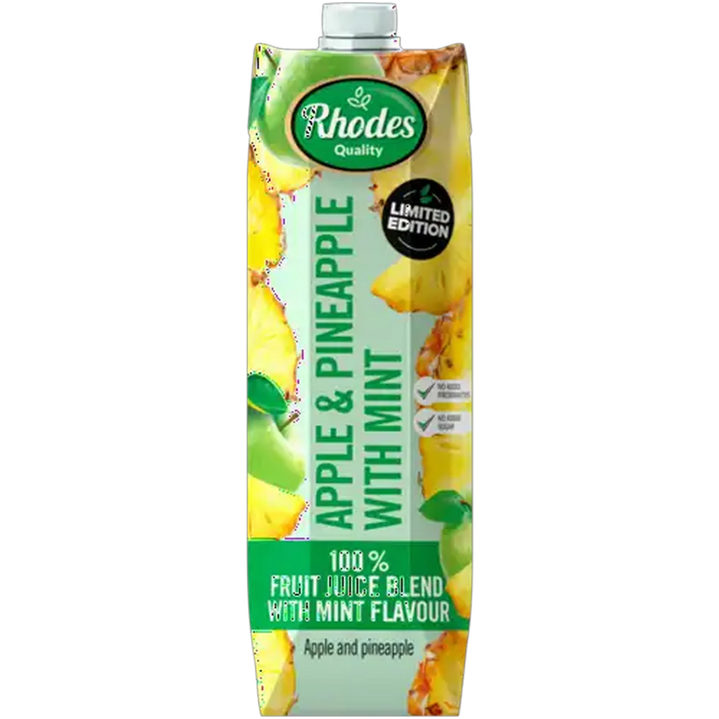 Image of Rhodes Quality Apple & Pineapple with Mint Limited Edition 100% Fruit Juice Blend 1L