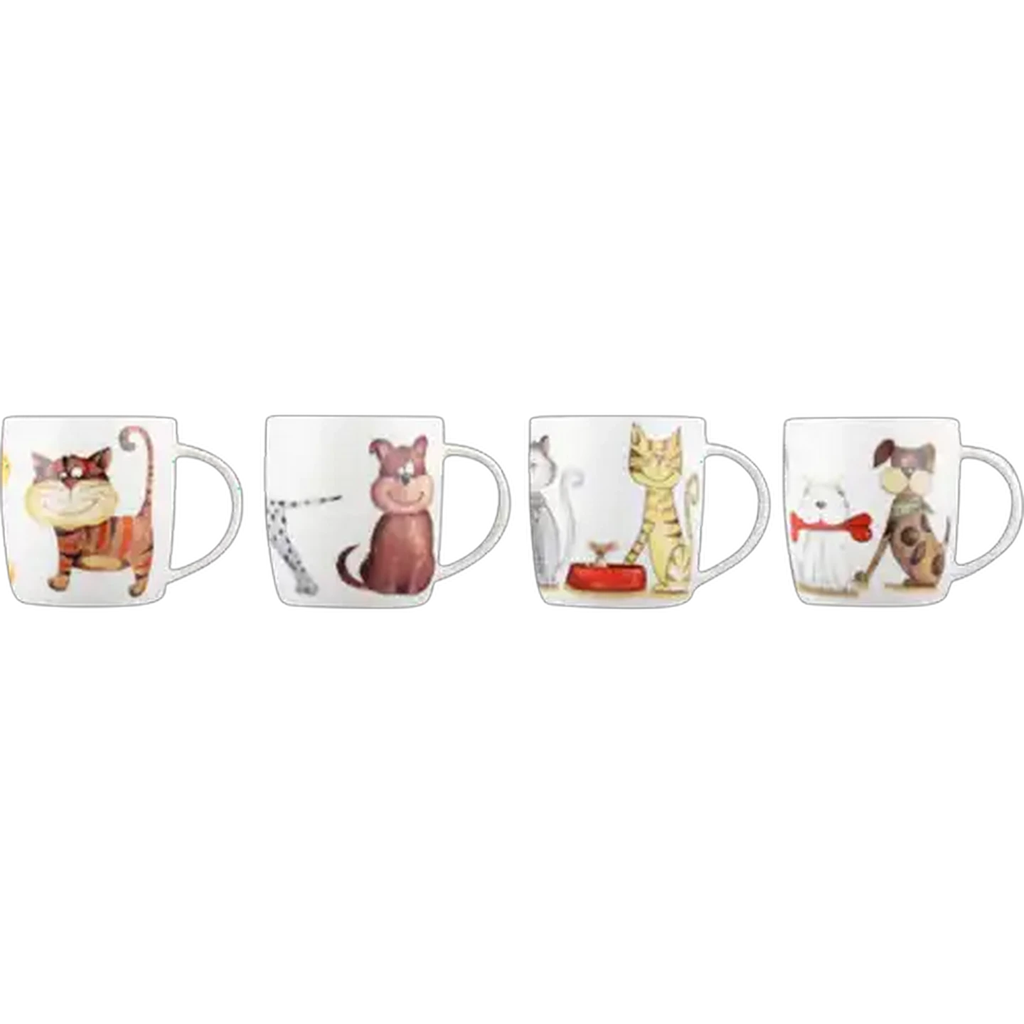 Image of Cats & Dogs Coffee Mug Set 4 Pack (Colour May Vary)