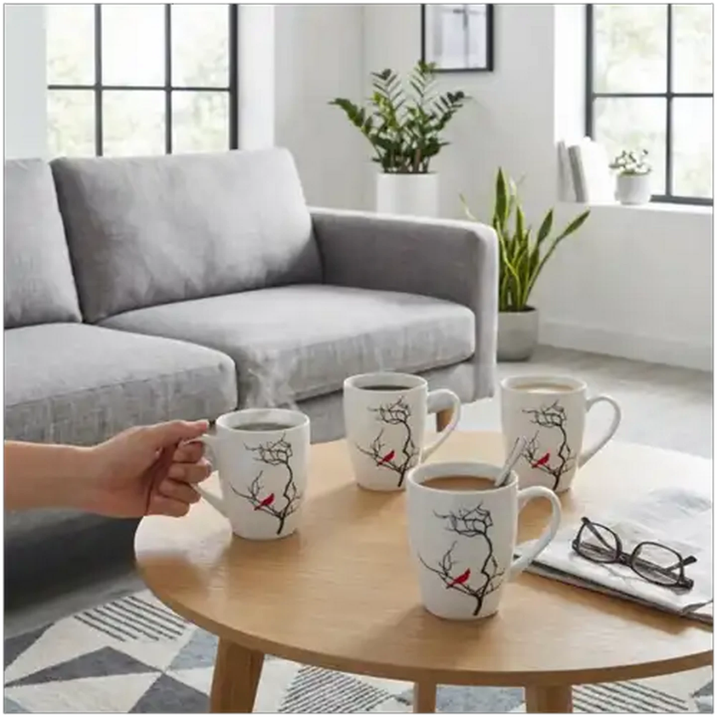 Image of Red Swallow Coffee Mug Set 4-Piece