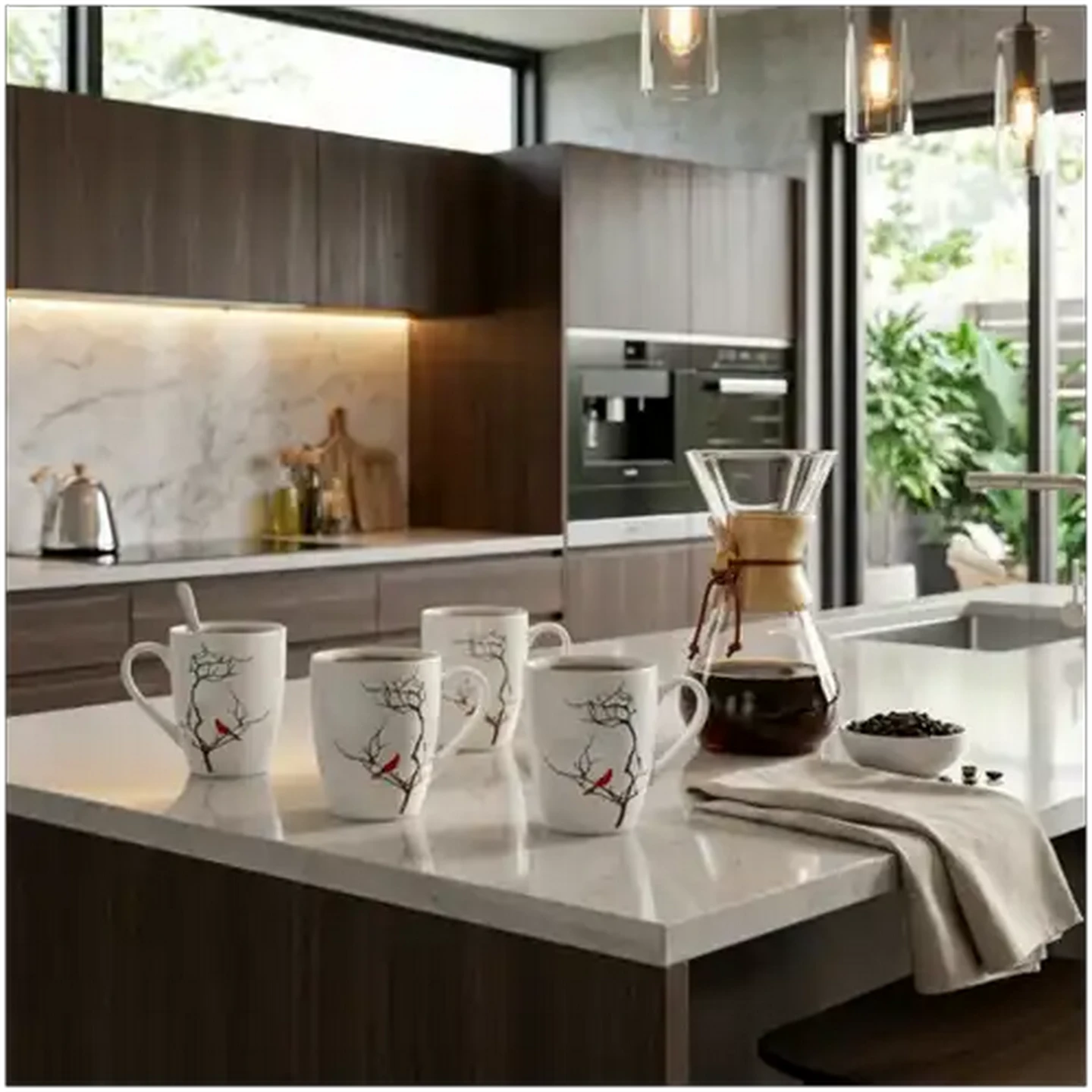 Image of Red Swallow Coffee Mug Set 4-Piece
