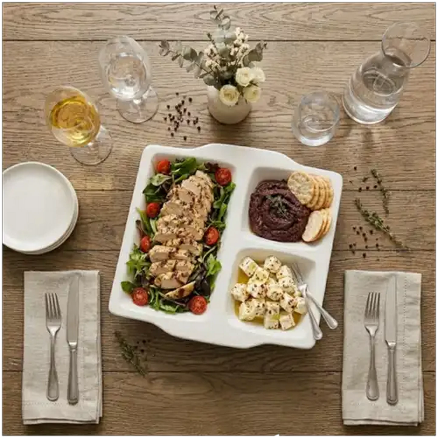 Image of Home Discovery Palma White 3 Section Serving Platter