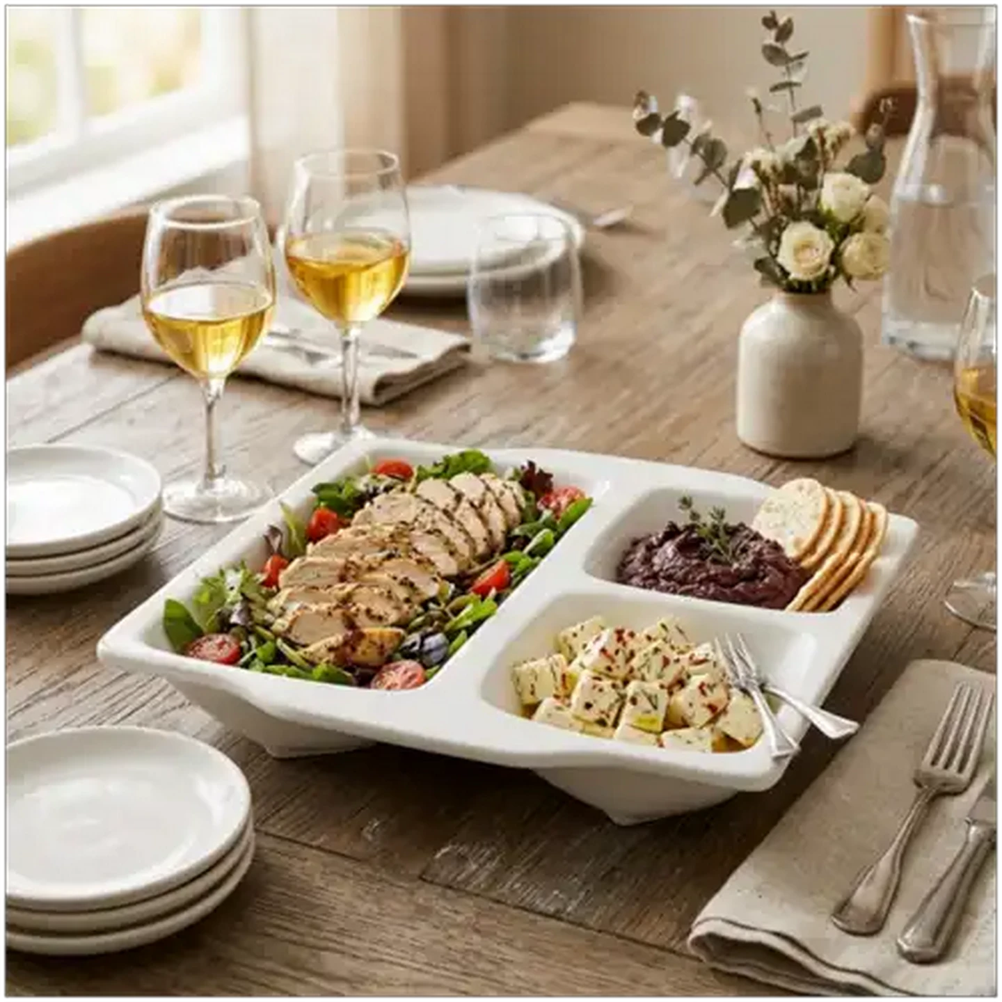 Image of Home Discovery Palma White 3 Section Serving Platter