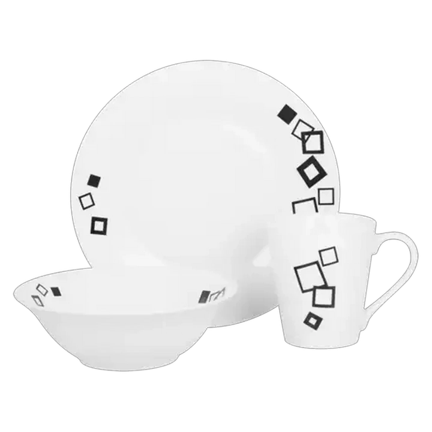 Image of Geo Block Black & White Dinner Set 12 Piece
