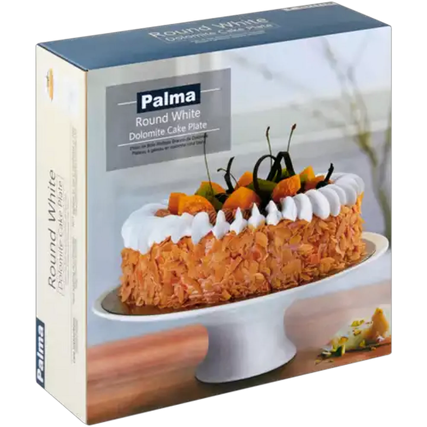 Image of Palma White Round Dolomite Cake Plate 35cm