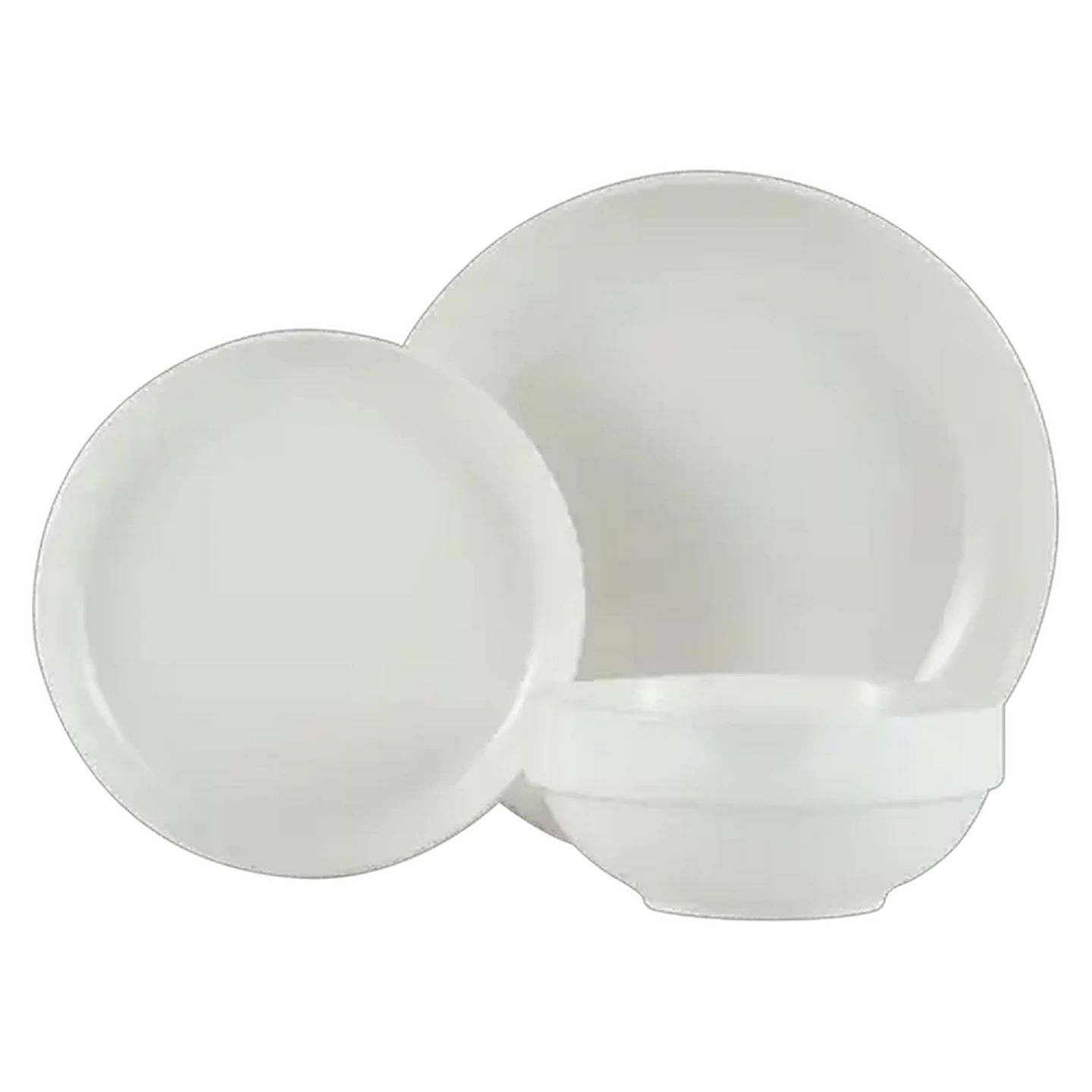 Image of Stacked White Porcelain Dinner Set 12 Piece