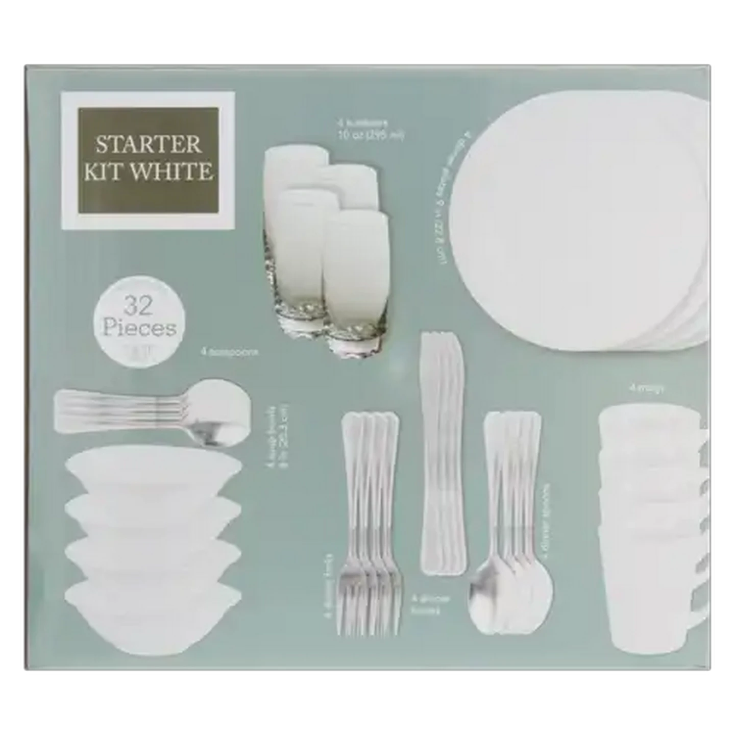 Image of White Porcelain Starter Kit Dinner Set 32-Piece