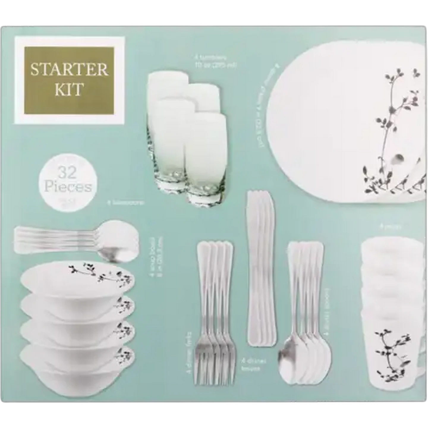 Image of White Porcelain Dinner Starter Kit 32-Piece