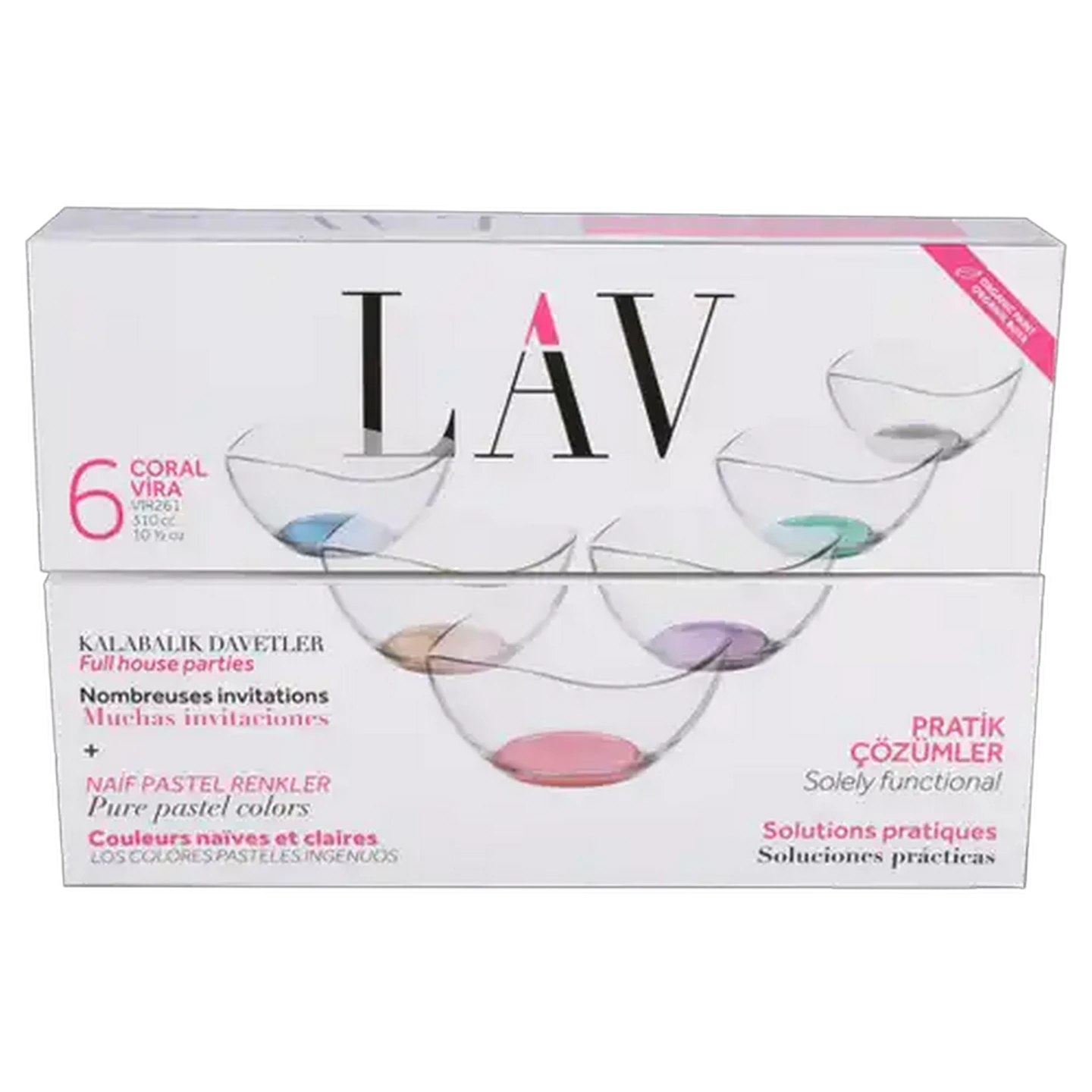 Image of LAV Coral Vira Glass Bowl Set 6 Piece