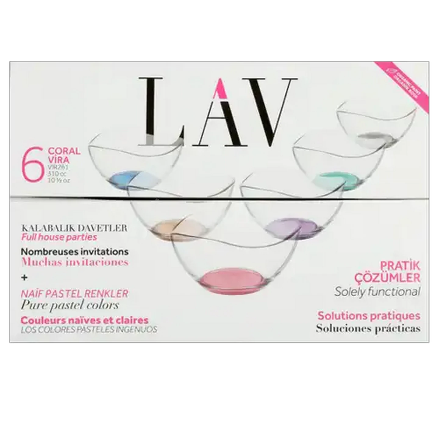 Image of LAV Coral Vira Glass Bowl Set 6 Piece