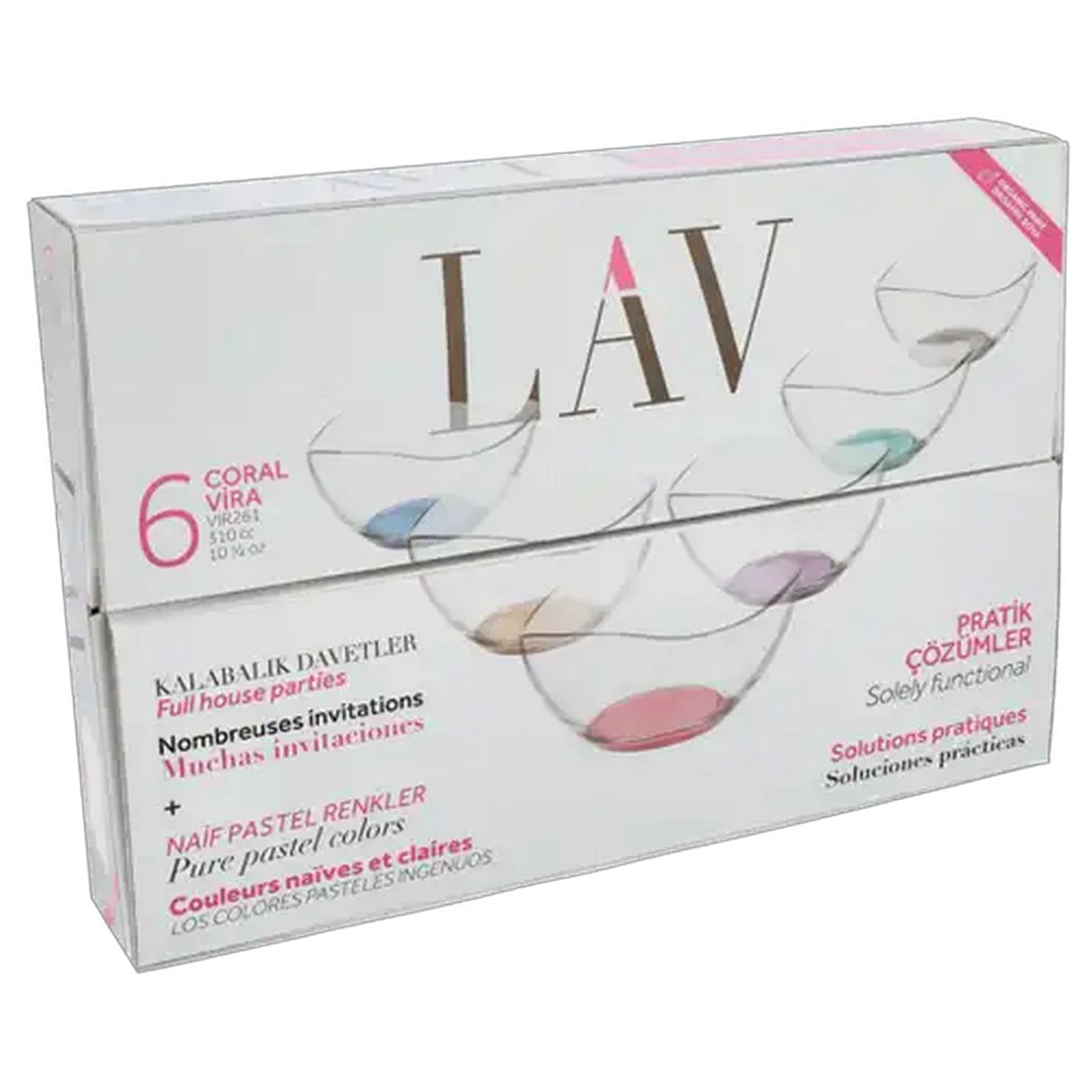 Image of LAV Coral Vira Glass Bowl Set 6 Piece