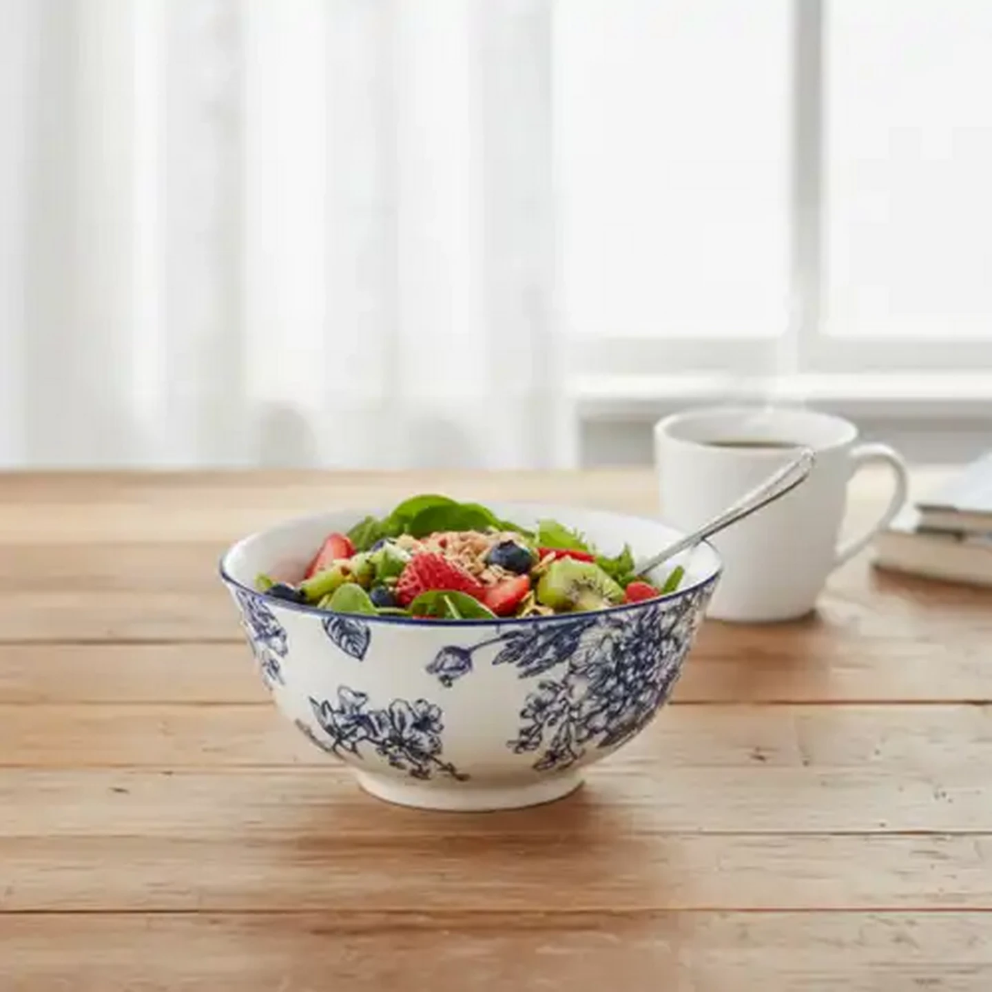 Image of Blue & White Floral Bowl 15.5cm